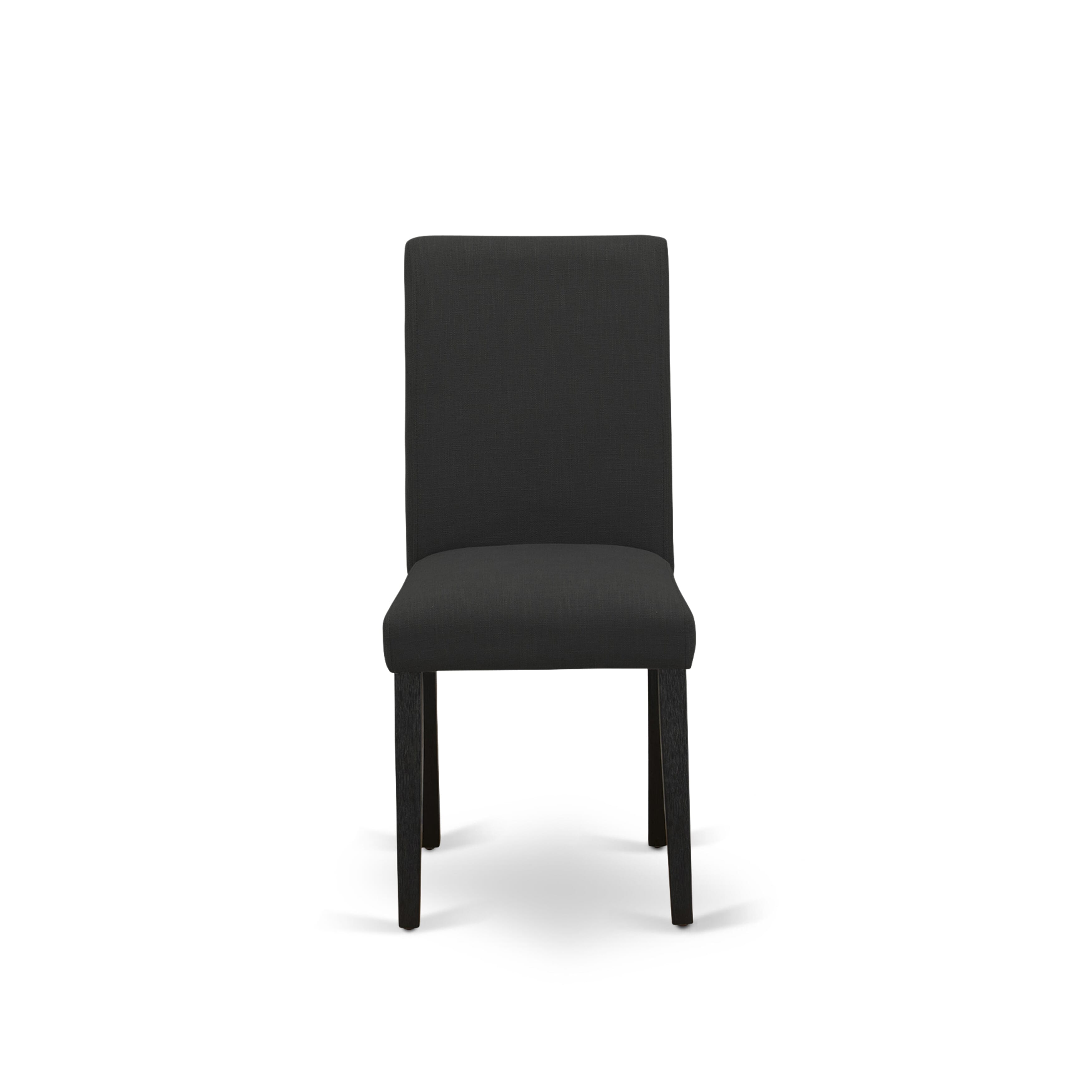 East West Furniture 5-Pc Kitchen and Dining Room Chairs Includes 4 Parson dining chairs with Upholstered Seat and High Back and a Rectangular Wood Dining Table - Black Finish