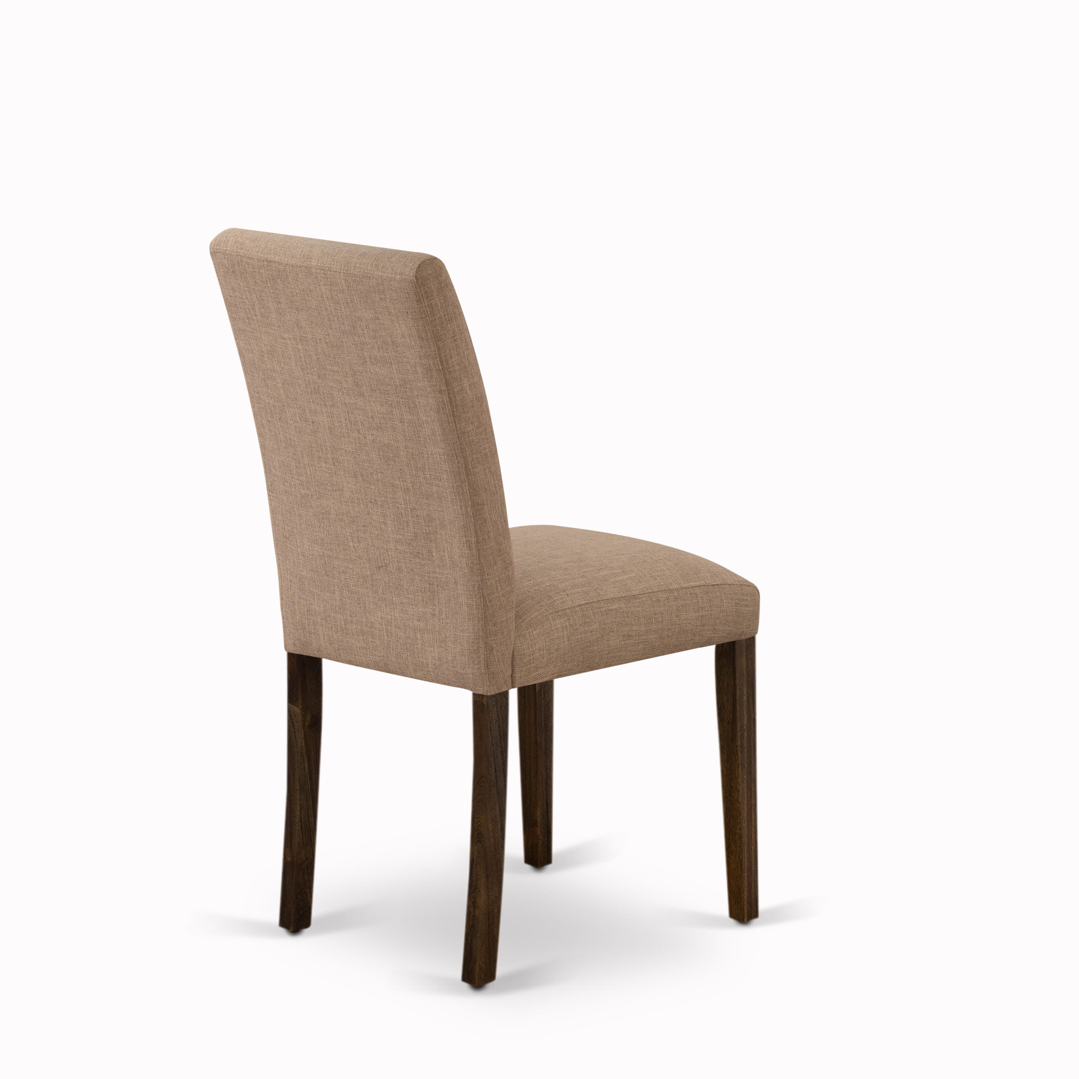 East West Furniture 5-Pc Table and Chairs Dining Set Includes 4 Dining Room Chairs with Upholstered Seat and High Back and a Rectangular Table - Distressed Jacobean Finish