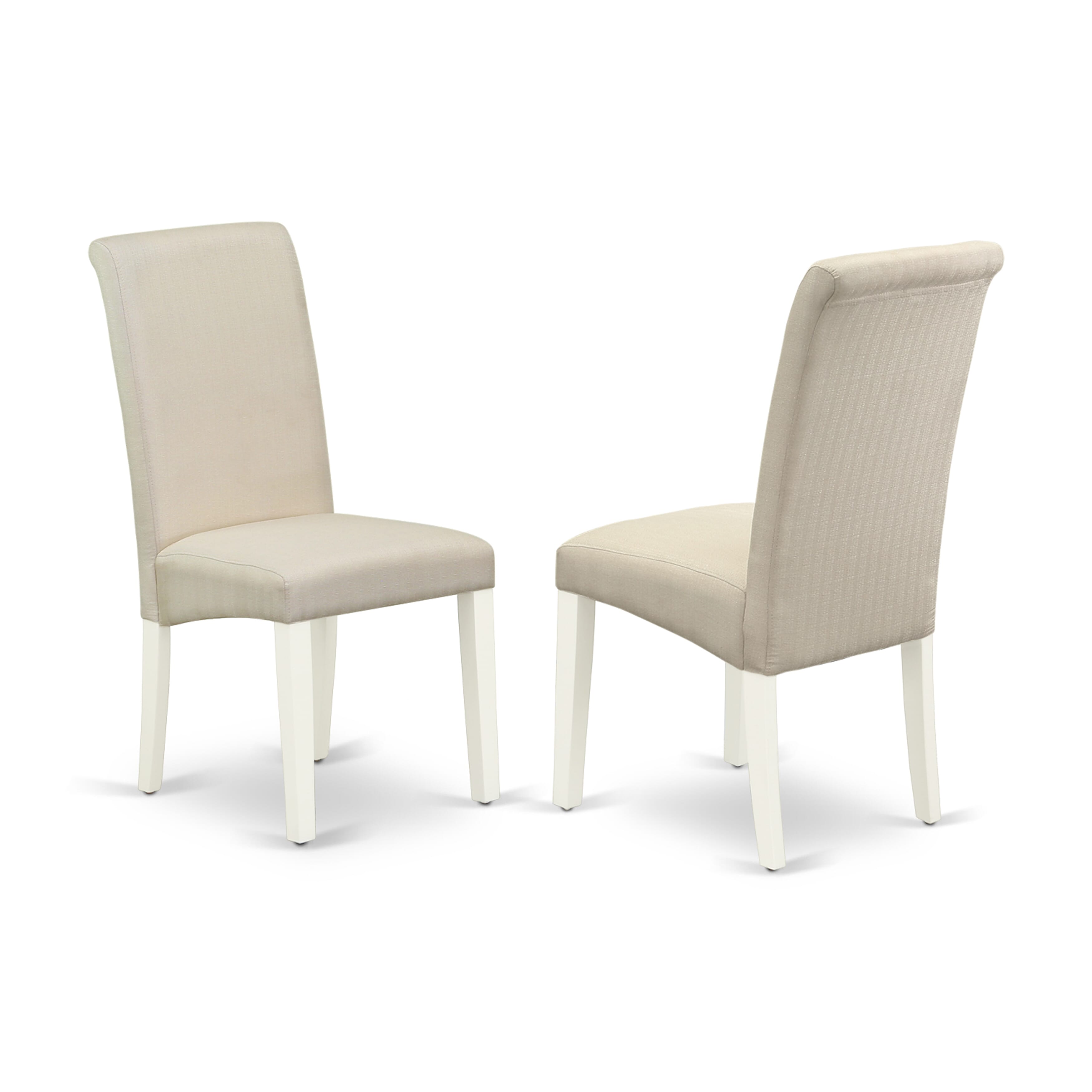 V027BA201-9 9-Pc Dining Set a beautiful linen white Small Dining Table top and 8 beautiful Parson Dining Chair with Nail Heads and stylish Chair Back, linen white Finish