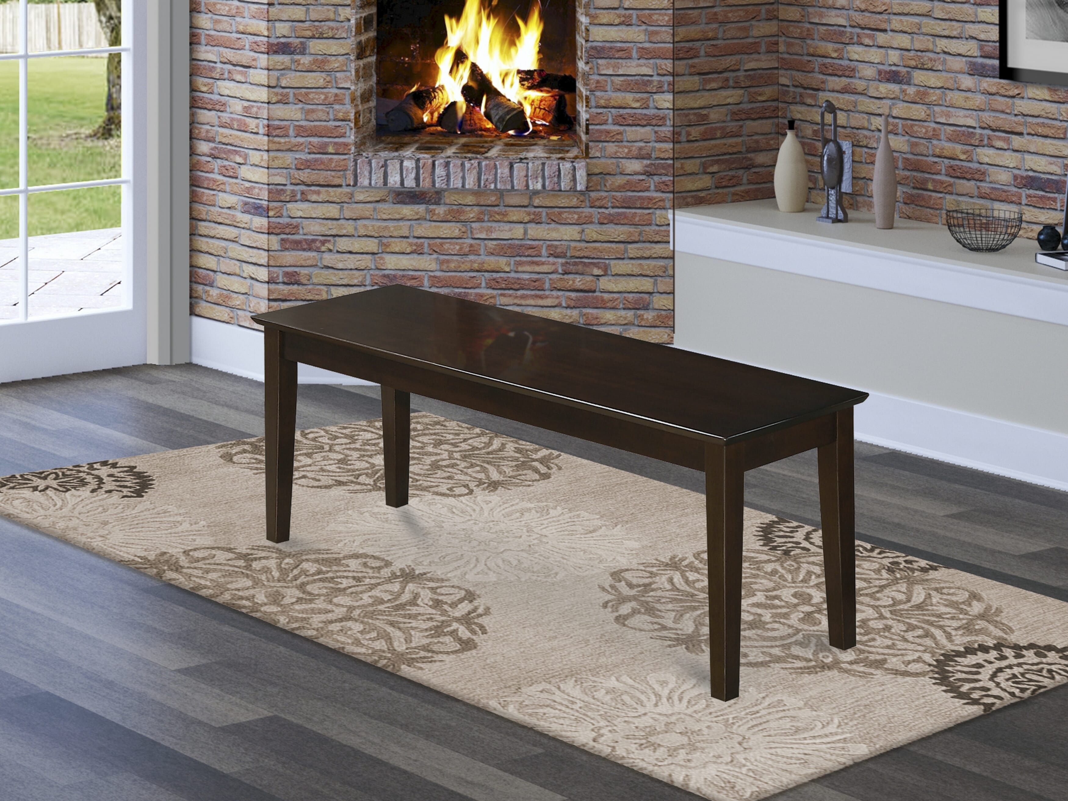 CAB-CAP-W Capri bench with wood seat in Cappuccino