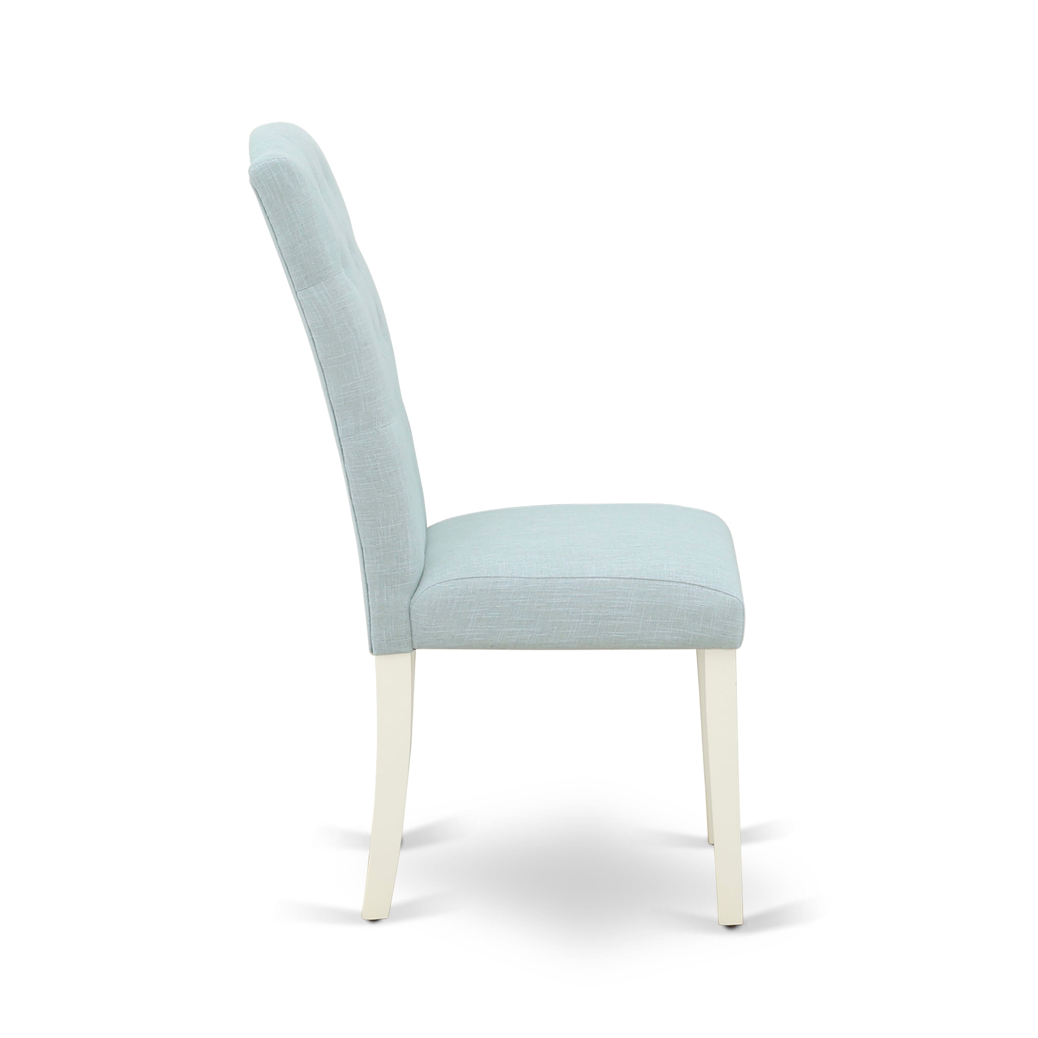 X026CE215-5 5-Piece Dining Set a Beautiful linen white Mid Century Dining Table top and 4 beautiful dining room chairs with Button Tufted Chair Back, linen white Finish