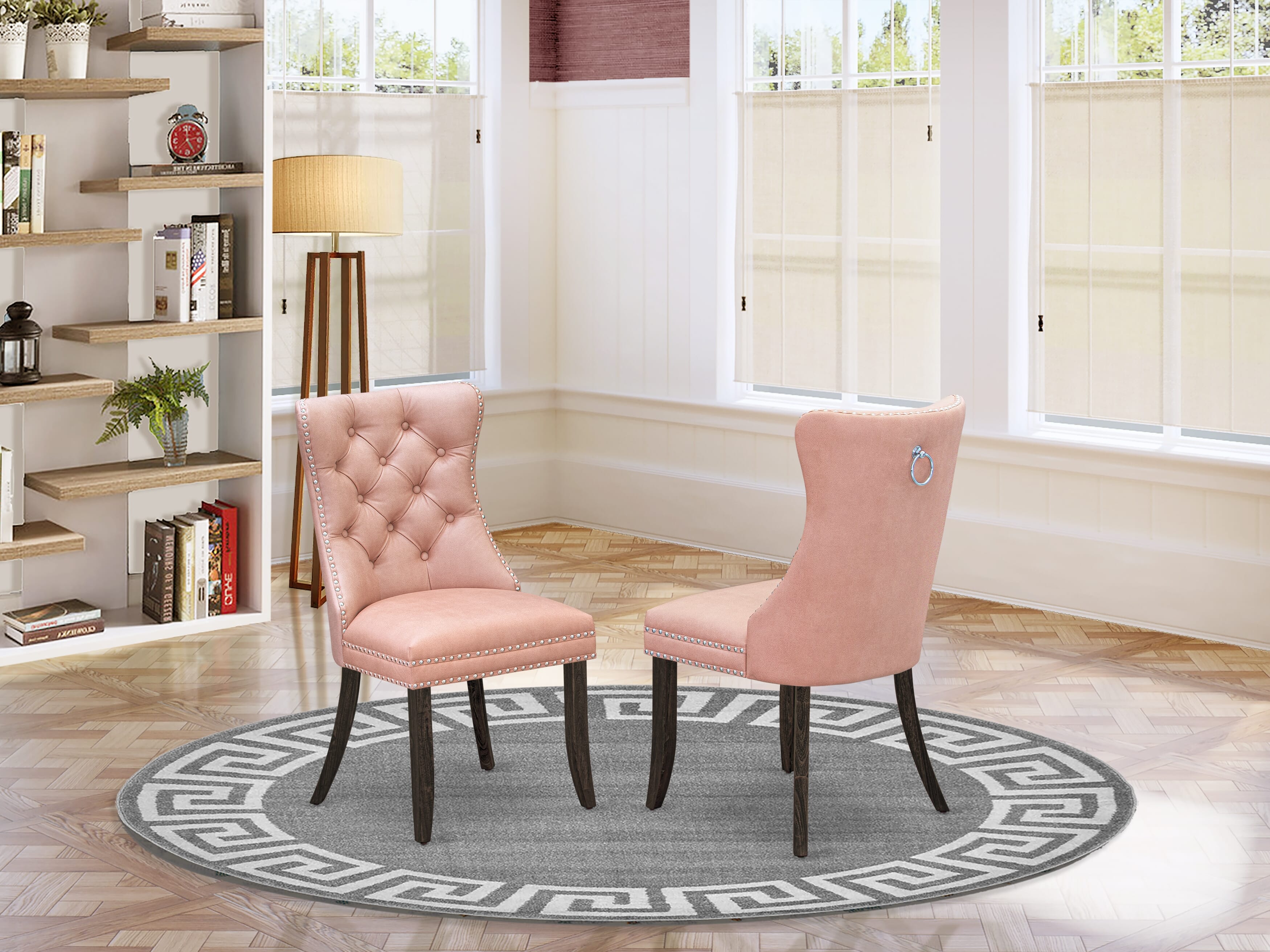 East West Furniture CNDA5-07-T23 5 Piece Dining Table Set Includes a Rectangle Rustic Wood Kitchen Table and 4 Upholstered Chairs, 36x60 Inch, Distressed Jacobean