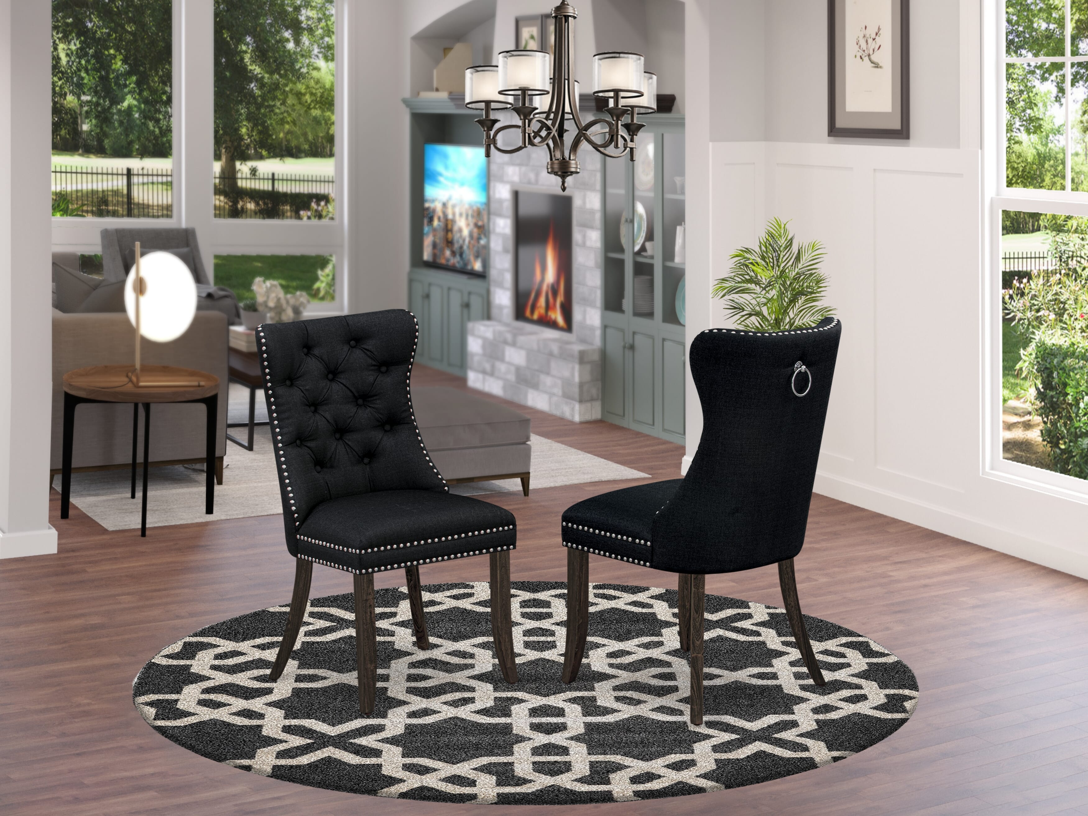 East West Furniture CNDA7-07-T24 7 Piece Kitchen Table Set Includes a Rectangle Rustic Wood Dining Table and 6 Upholstered Chairs, 36x60 Inch, Distressed Jacobean
