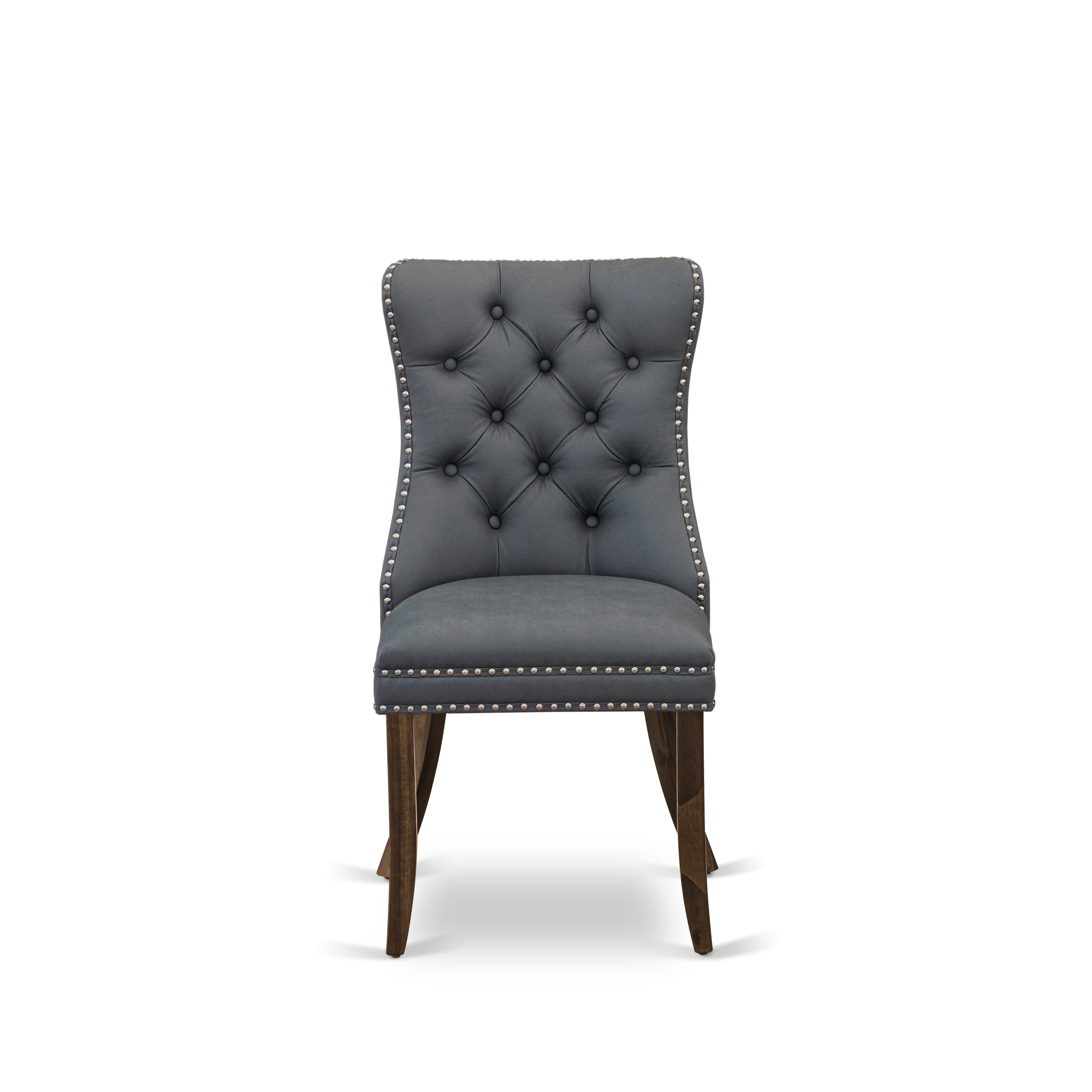 Luxe by East West Furniture I2DA5-50N-13 5-piece Dining table set consists of a Kitchen Table and 4 Platinum Gray Faux Leather Modern Dining Chairs with Button Tufted Back - Antique Walnut Finish
