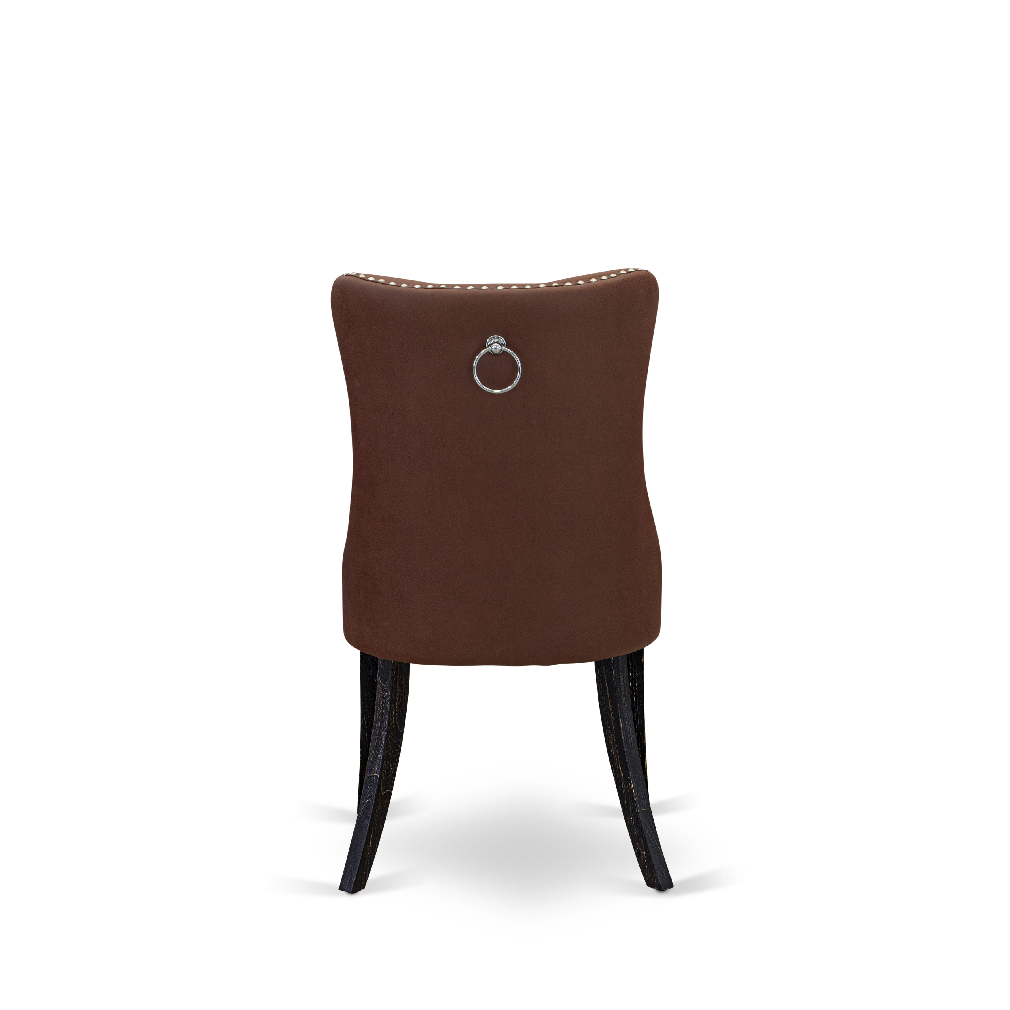 Luxe by East West Furniture F7DA5-411-26 5 Piece Dining Table Set Includes a 48" Round Table with Pedestal and 4 Burgundy Faux Leather Upholstered Chairs, Sand Blasted Black