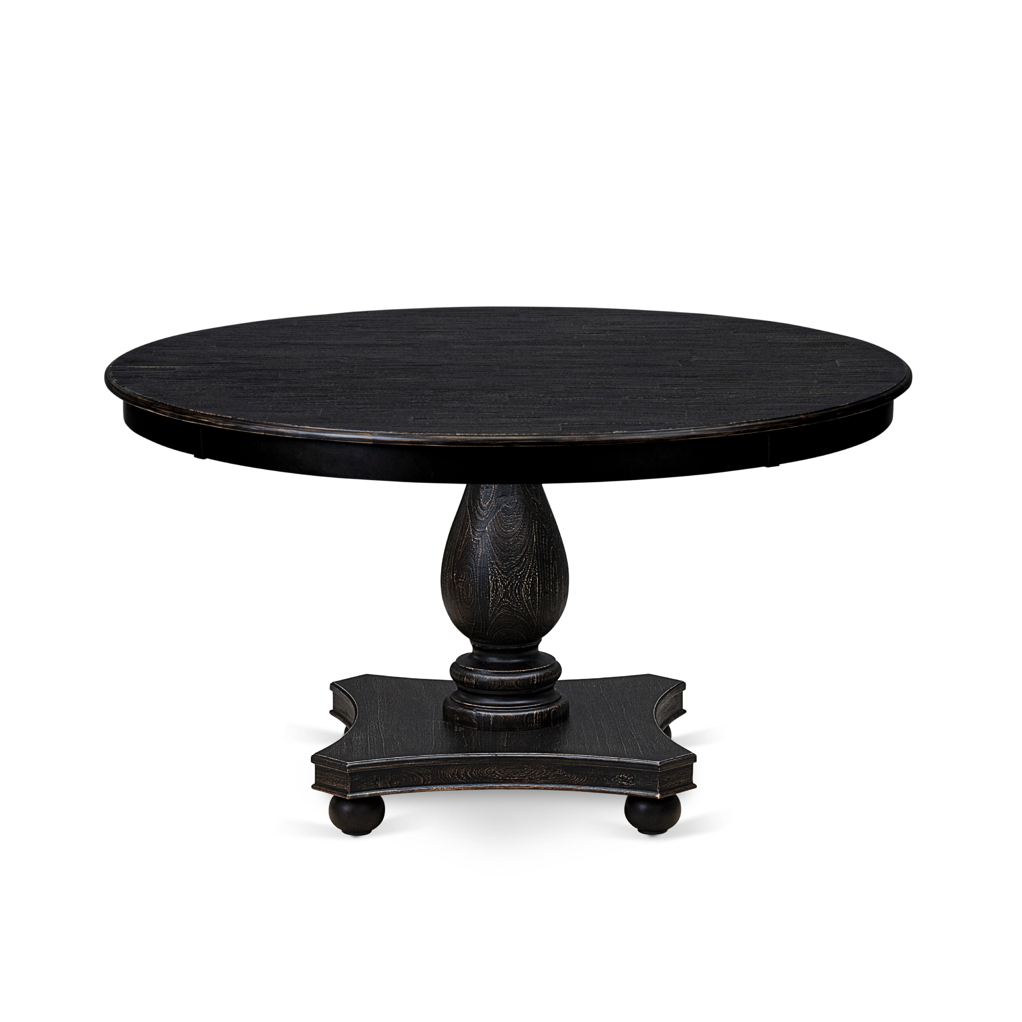 Luxe by East West Furniture F2DA5-511-22 5 Piece Dining Set Consists of a 54" Round Table with Pedestal and 4 Willow Green Faux Leather Upholstered Chairs, Sand Blasted Black