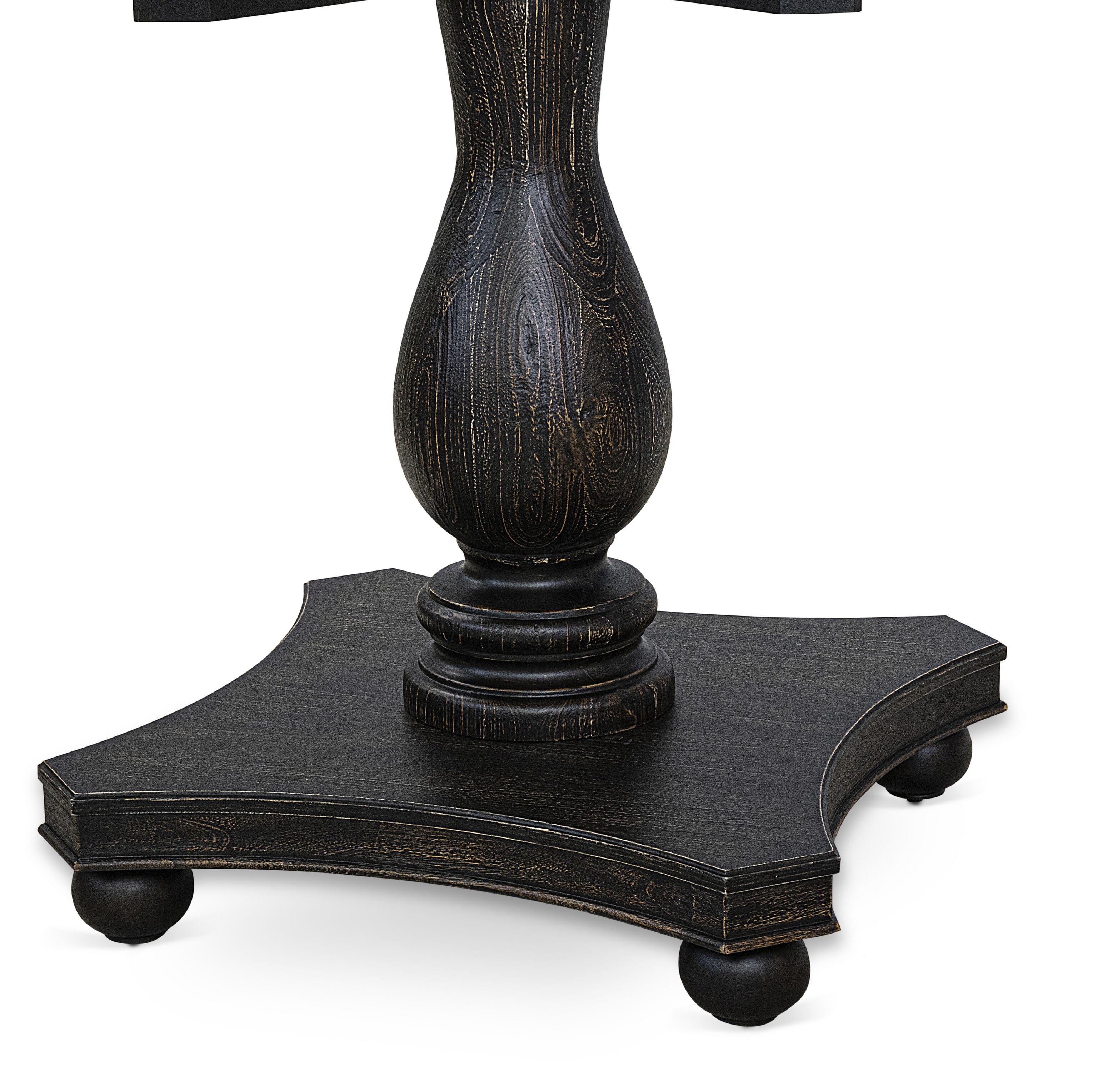 Luxe by East West Furniture F2DA5-511-22 5 Piece Dining Set Consists of a 54" Round Table with Pedestal and 4 Willow Green Faux Leather Upholstered Chairs, Sand Blasted Black