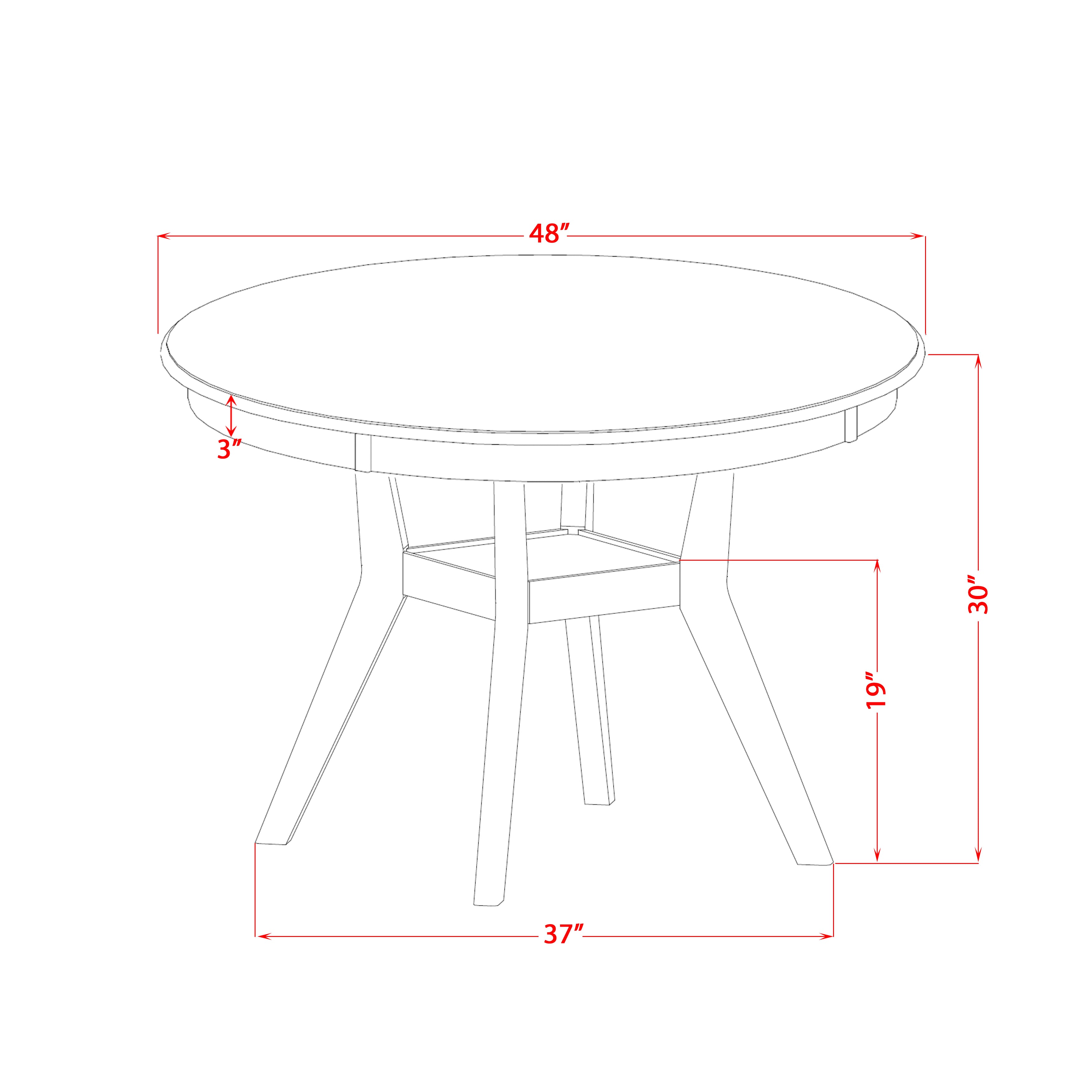 Luxe by East West Furniture F8DA7-50N-32 7-Piece Dining Room Set with Linen Fabric 6 Light Beige padded chairs, Button-Tufted Backs, and a 54"Round Kitchen Table in Antique Walnut Finish.