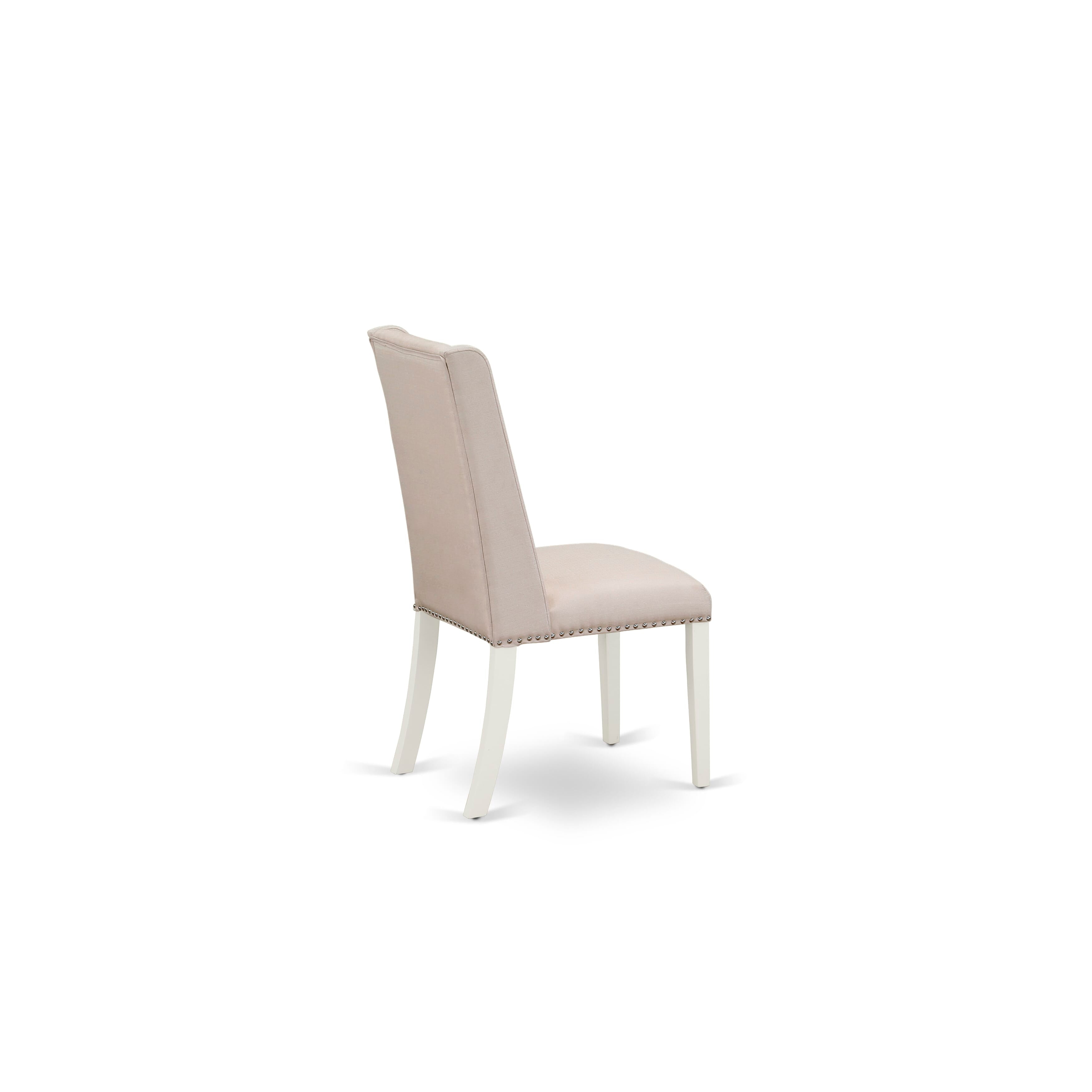East West Furniture V027FL201-7 7-Piece Dining Room Table Set with Dining Table and 6 Linen Fabric Dining Chairs (linen white Finish)