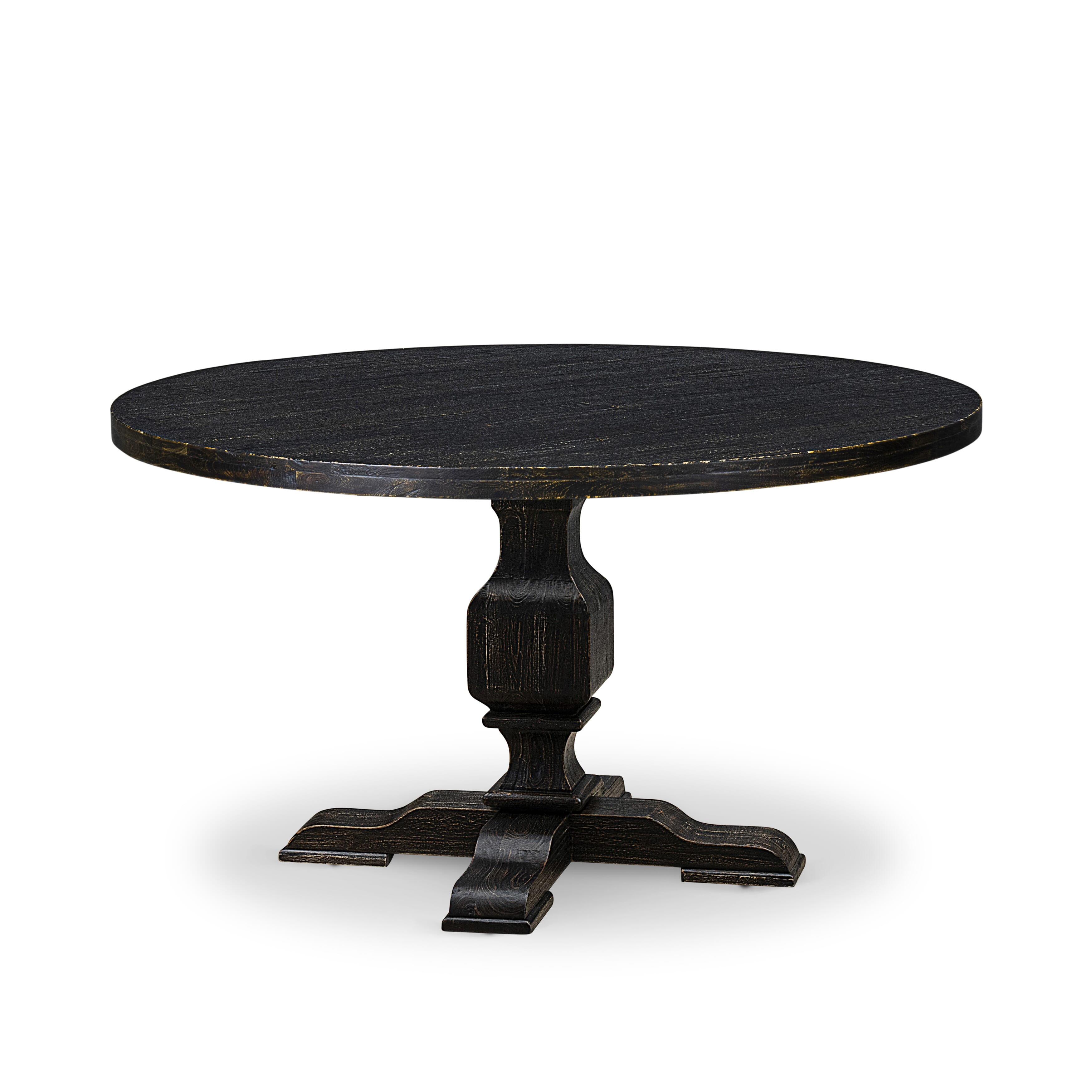 Luxe by East West Furniture I3DA5-511-24 5 Piece Dining Room Set for 4 Includes a 54" Round Table with Pedestal and 4 Black Linen Fabric Parson Chairs, Sand Blasted Black