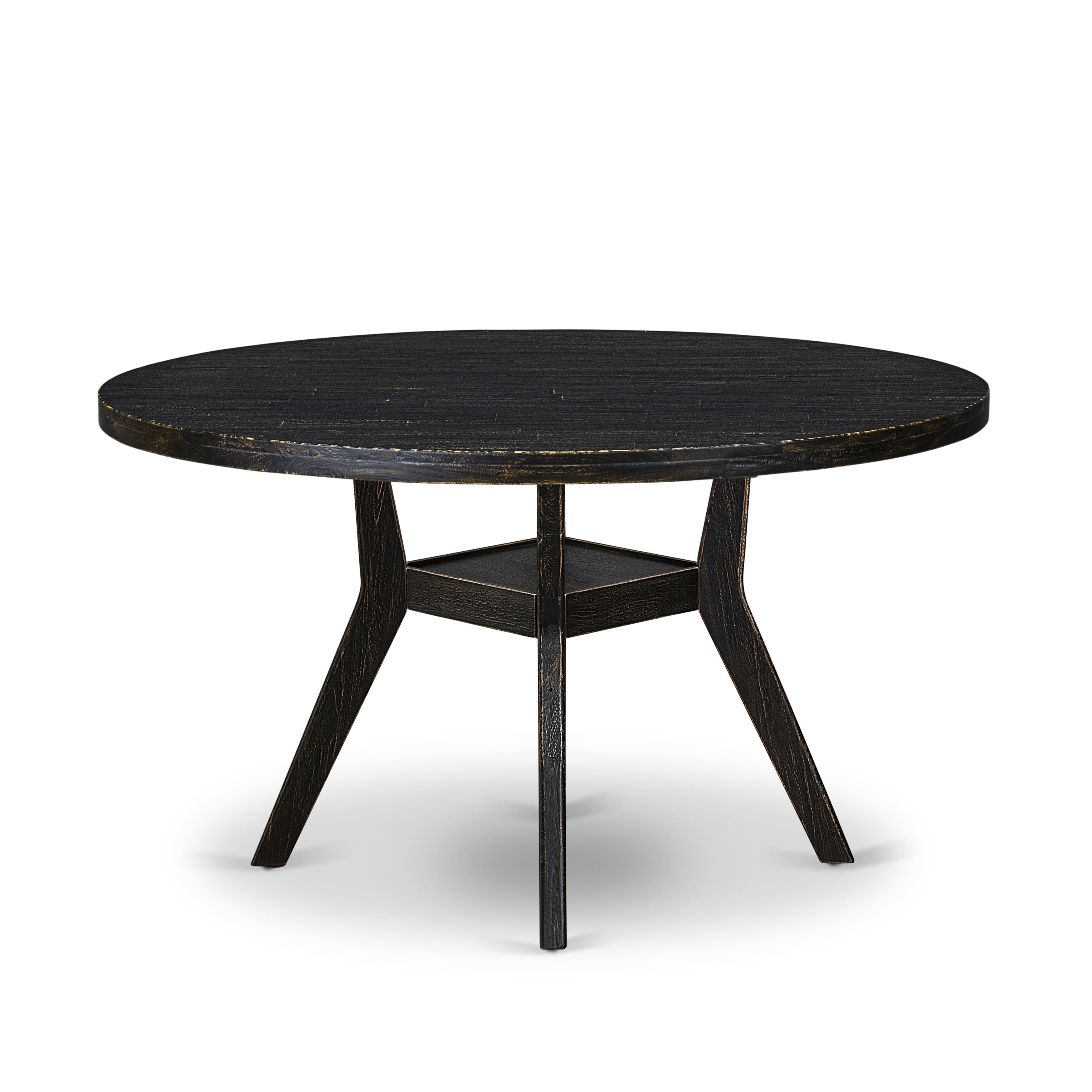 Luxe by East West Furniture I8DA7-511-26 7 Piece Dining Table Set Contains a 54" Round Table with Pedestal and 6 Burgandy Faux Leather Upholstered Chairs, Sand Blasted Black