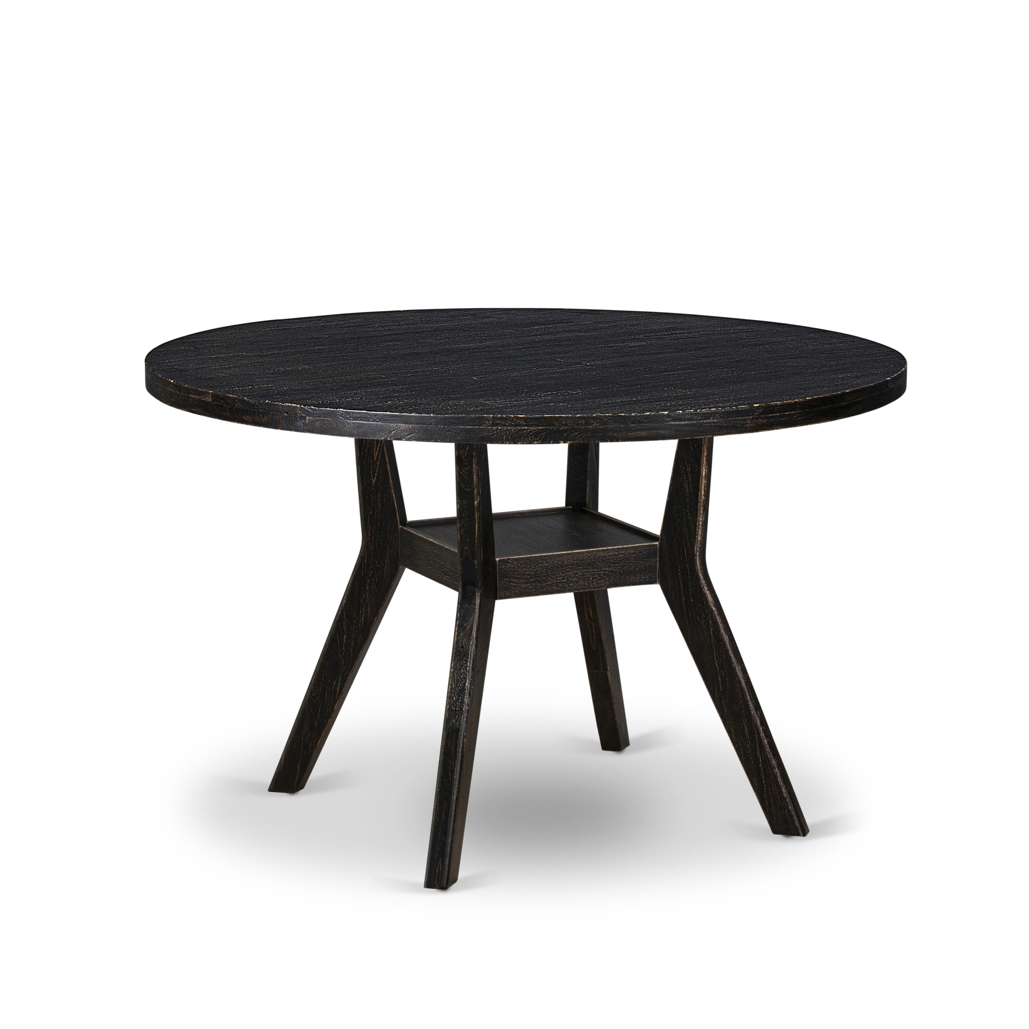 Luxe by East West Furniture I8DA5-411-22 5 Piece Dining Set Consists of a 48" Round Table with Pedestal and 4 Willow Green Faux Leather Upholstered Chairs, Sand Blasted Black
