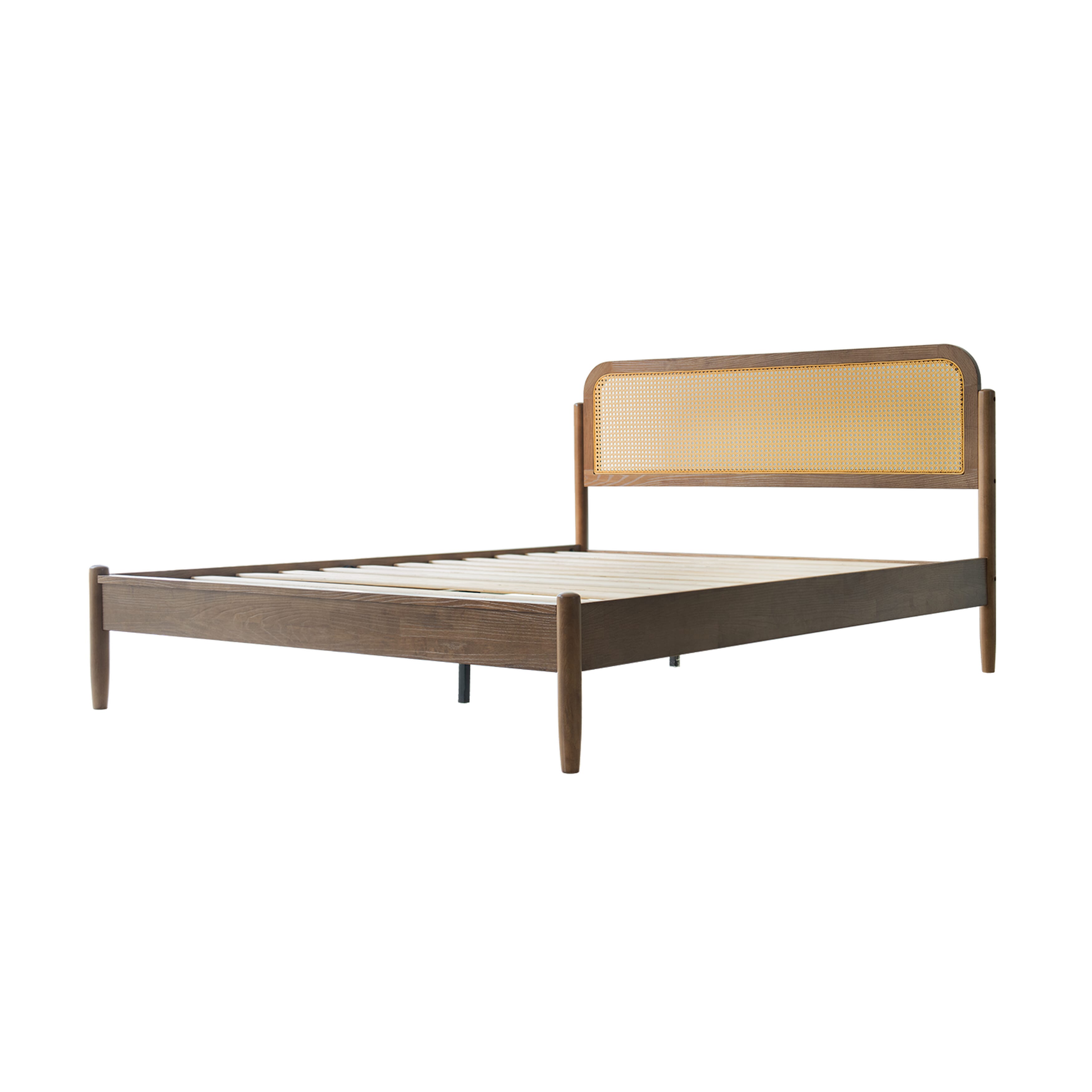 King Size Bed Frame, Headboard & Footboard Solid Wood Platform Bed, 12 Sturdy Slatted Base with Center Metal Legs, Easy Assembly, Noise-Free & Slip-Free, No Box Spring Needed, Barnwood Finish, JMK-30