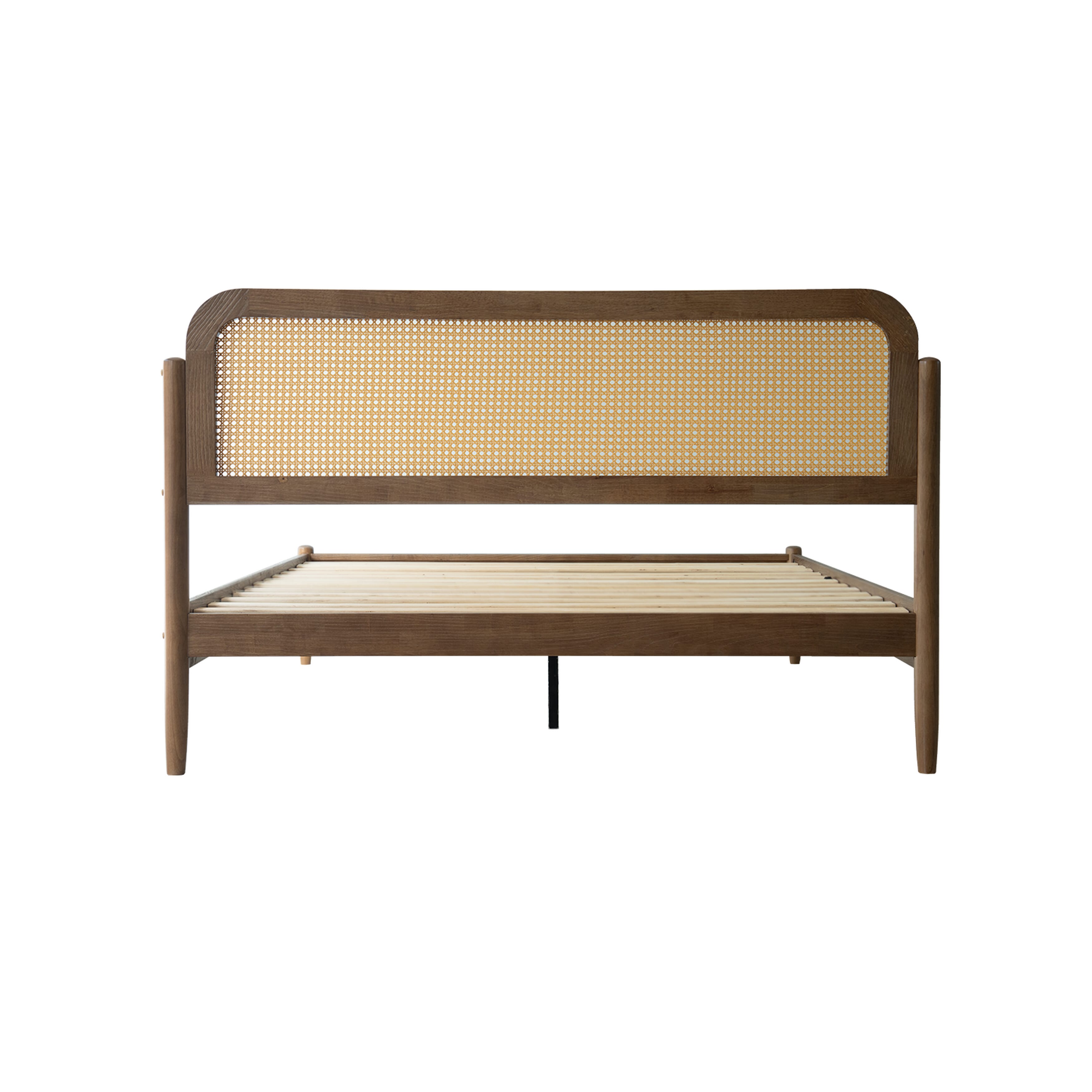 King Size Bed Frame, Headboard & Footboard Solid Wood Platform Bed, 12 Sturdy Slatted Base with Center Metal Legs, Easy Assembly, Noise-Free & Slip-Free, No Box Spring Needed, Barnwood Finish, JMK-30