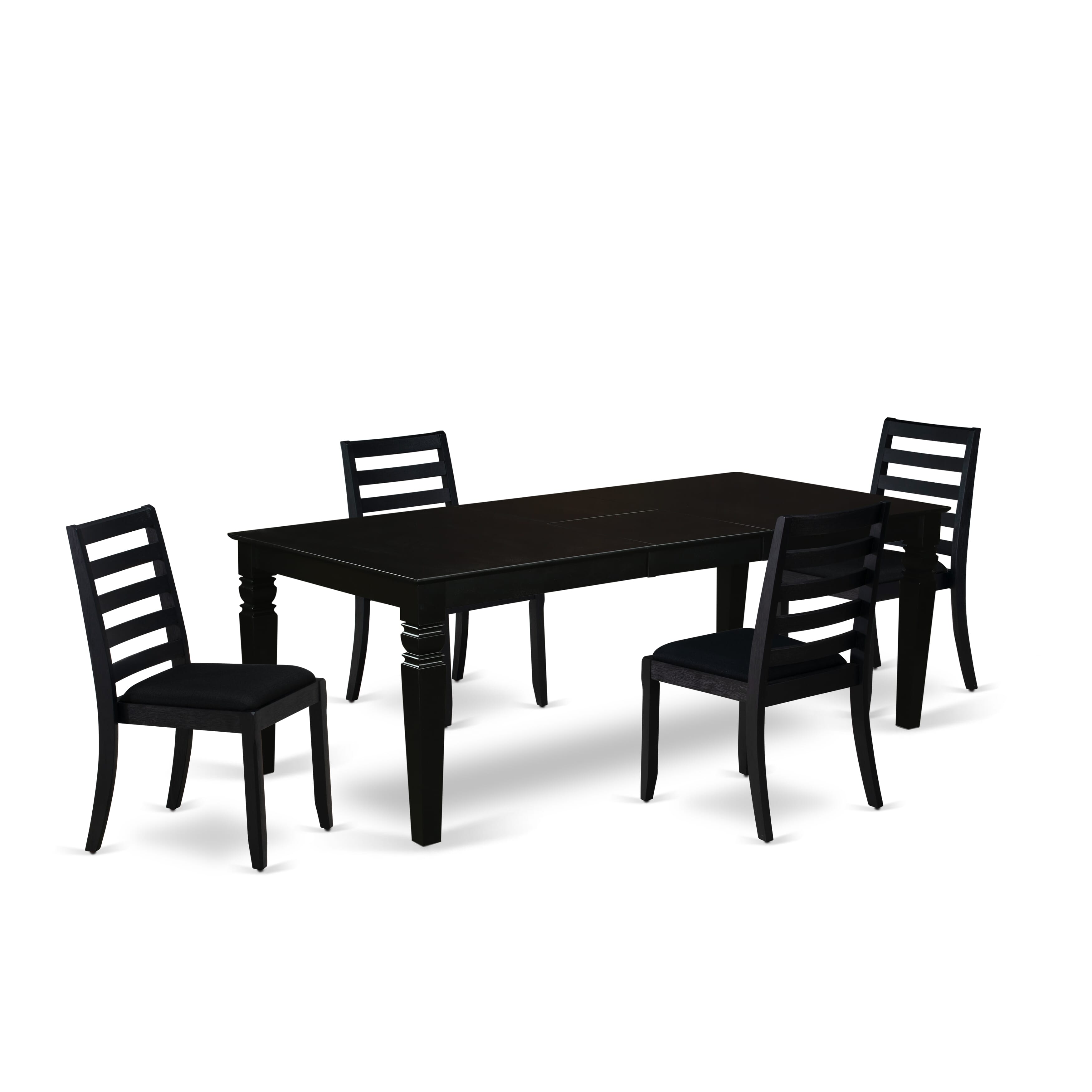 East West Furniture LGX15-BLK-24 -5 Piece Dining Set Includes a Rectangular Table and 4 Stackable Linen Fabric Chairs, Black