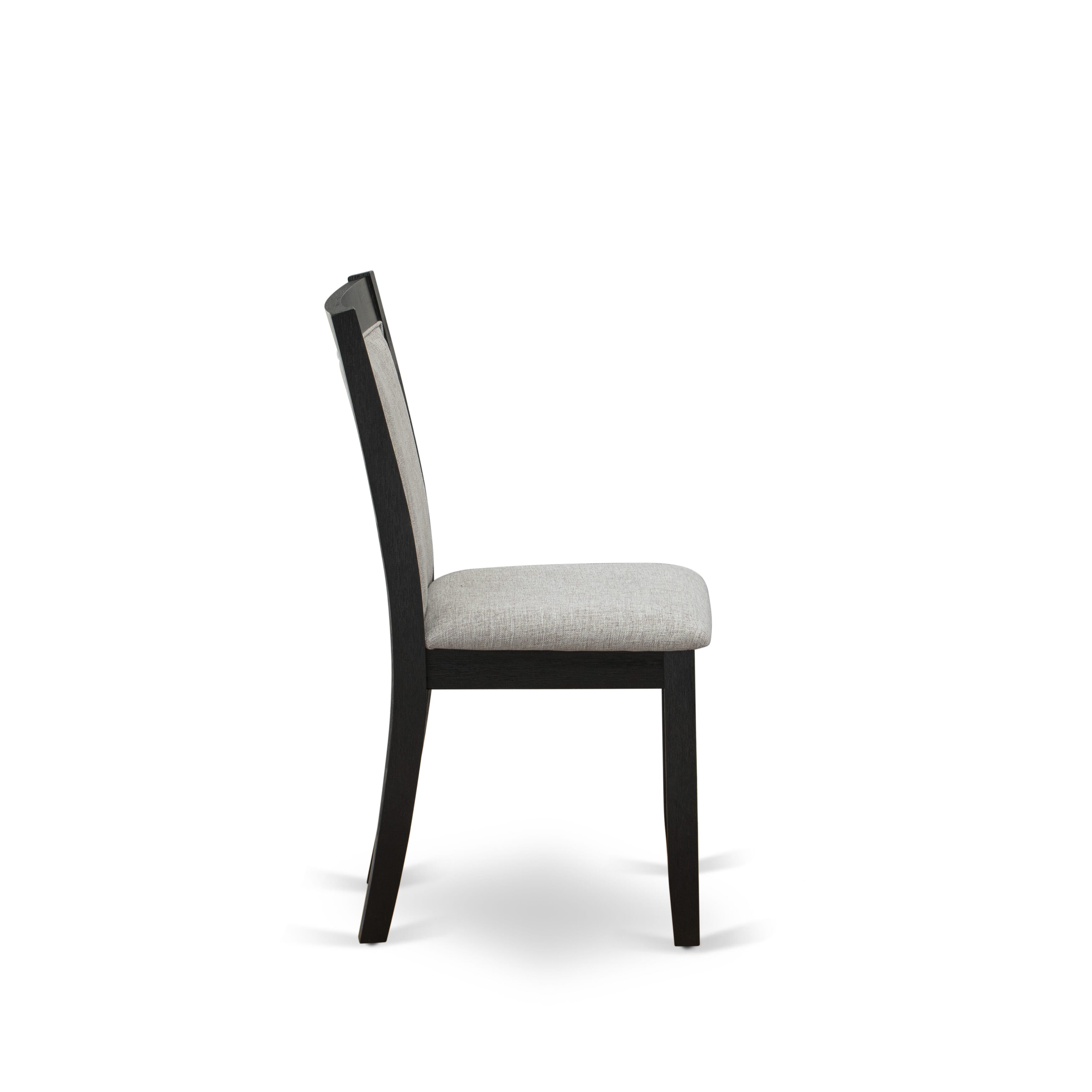 Juego de mesa de comedor moderna de 9 piezas East West Furniture X627MZ606-9. Incluye una mesa de comedor rectangular con patas en forma de X y 8 sillas tapizadas en tela de lino Shitake.