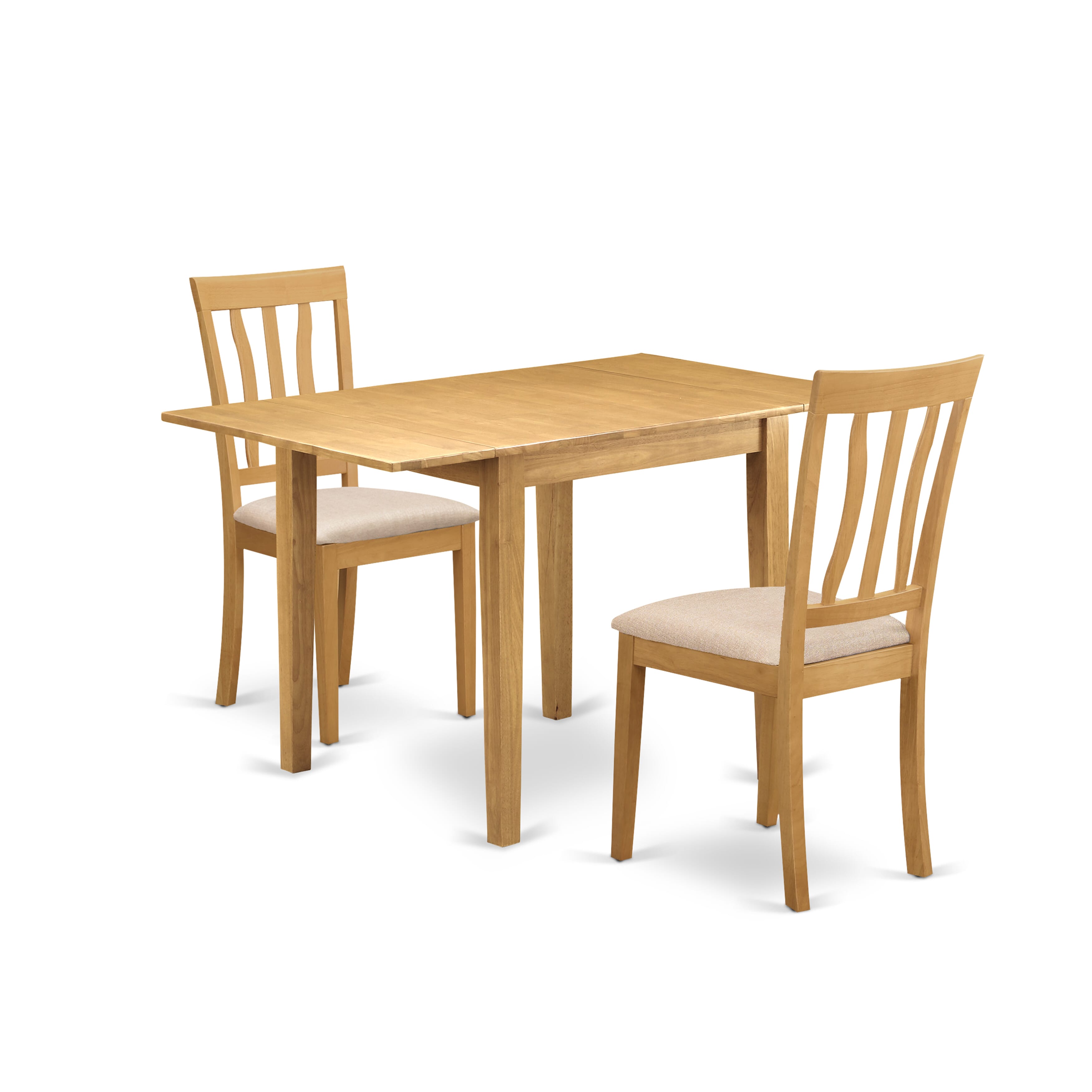 East West Furniture NDAN3-OAK-C Dining Set 3 Piece - 2 Excellent Wooden Chairs - A Gorgeous Dining Room Table - Oak Color Linen - Oak Finish Hardwood Frame