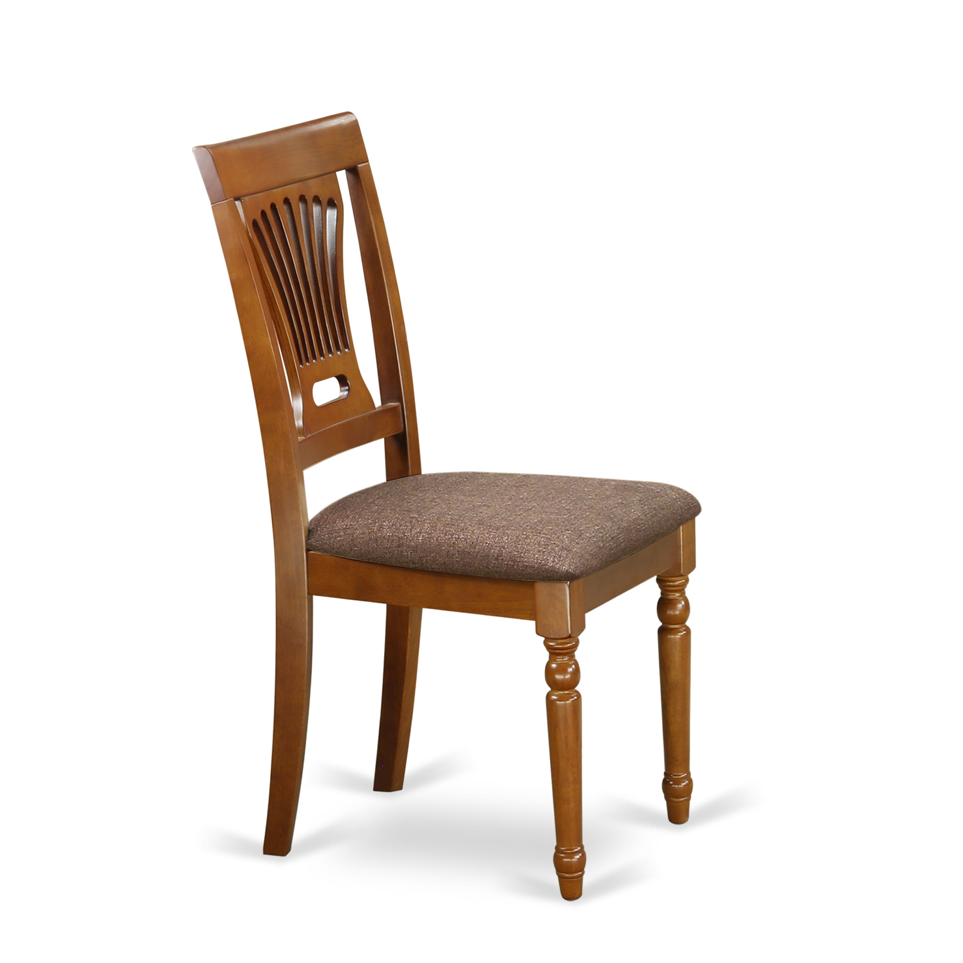 PVC-SBR-C Plainville Chair with Cushion Seat - Saddle Brown Finish - Set of 2