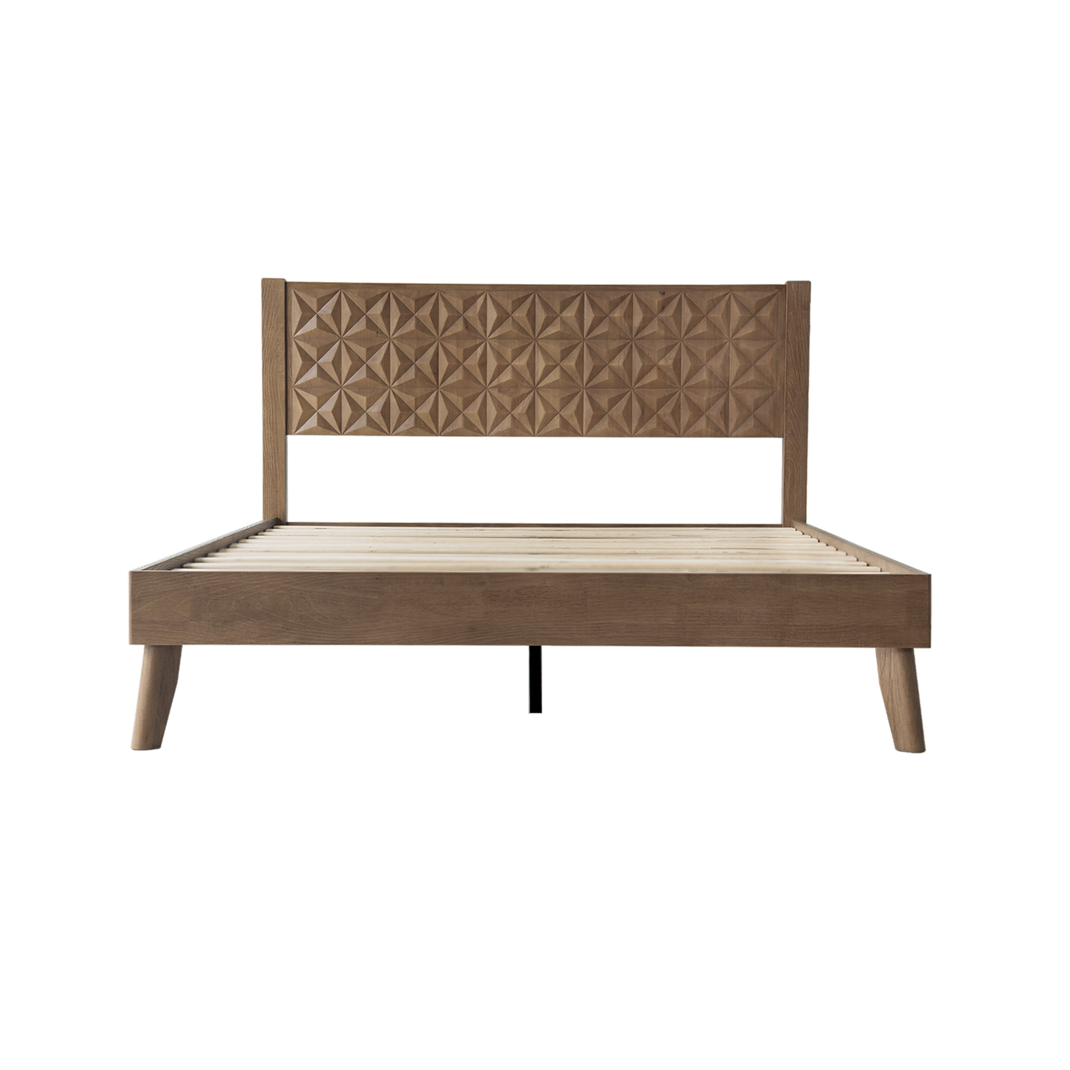 King Size Platform Bed Frame with Headboard & Footboard, 12 Stable Slats with Center Metal Legs, Easy Assembly, Noise-Free & Slip-Free Design, No Box Spring Needed, Barnwood Finish, UPK-30