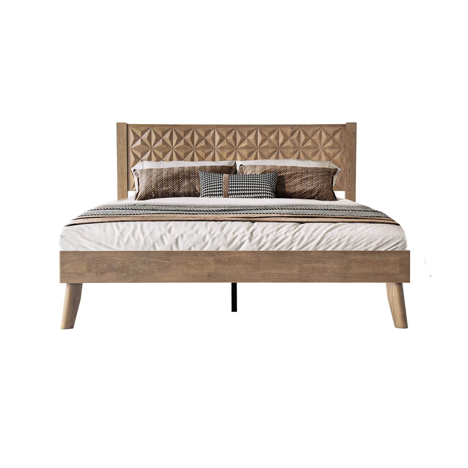 King Size Platform Bed Frame with Headboard & Footboard, 12 Stable Slats with Center Metal Legs, Easy Assembly, Noise-Free & Slip-Free Design, No Box Spring Needed, Barnwood Finish, UPK-30