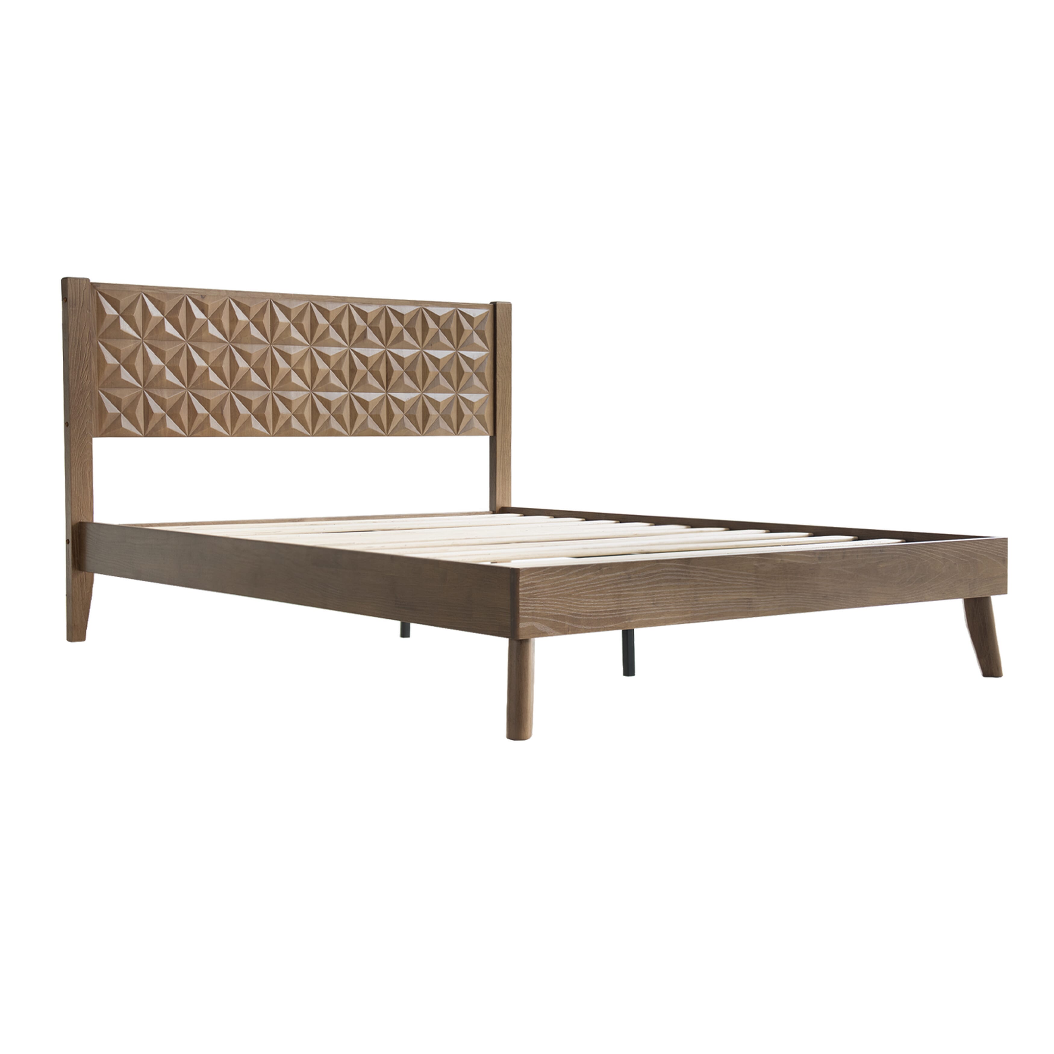 King Size Platform Bed Frame with Headboard & Footboard, 12 Stable Slats with Center Metal Legs, Easy Assembly, Noise-Free & Slip-Free Design, No Box Spring Needed, Barnwood Finish, UPK-30