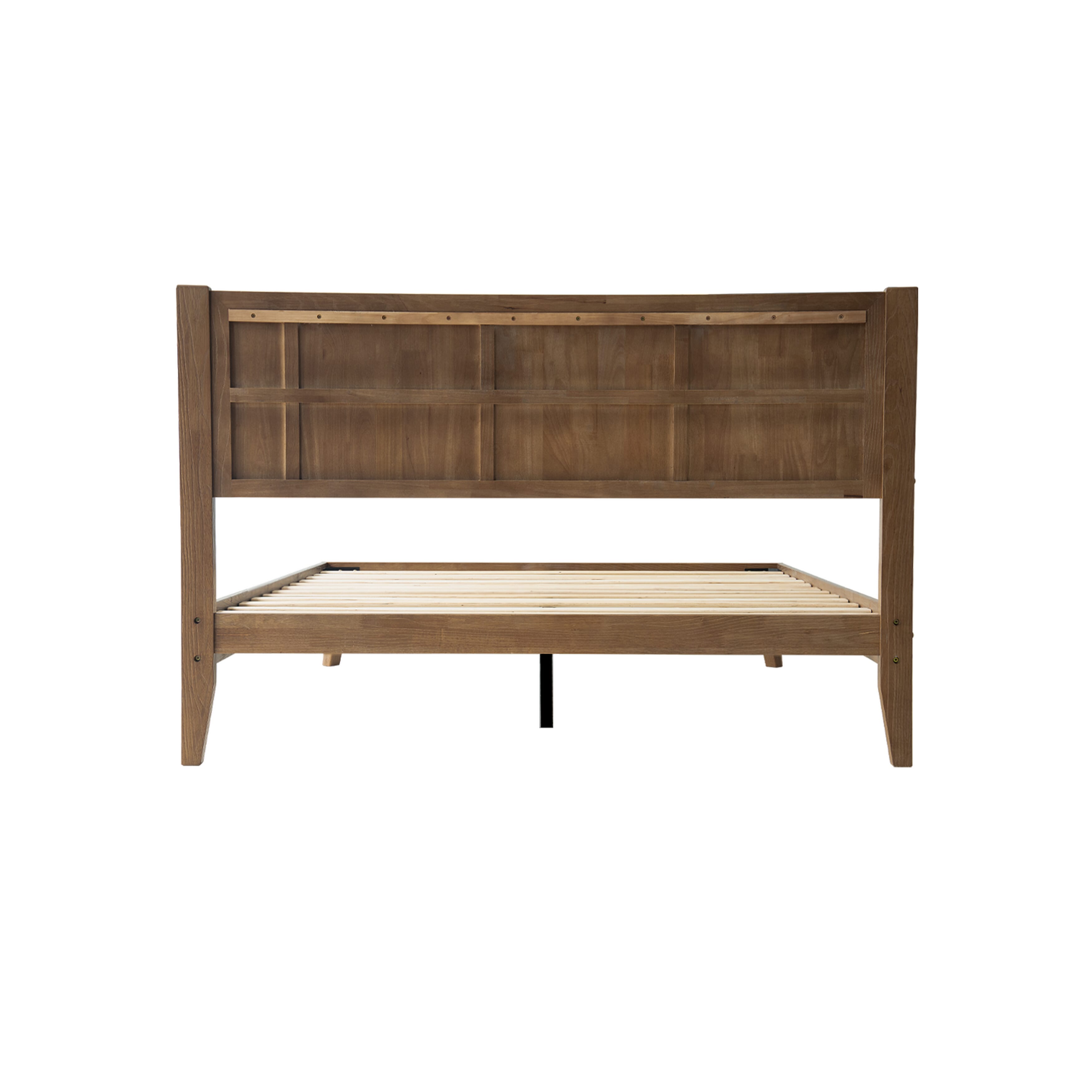 King Size Platform Bed Frame with Headboard & Footboard, 12 Stable Slats with Center Metal Legs, Easy Assembly, Noise-Free & Slip-Free Design, No Box Spring Needed, Barnwood Finish, UPK-30