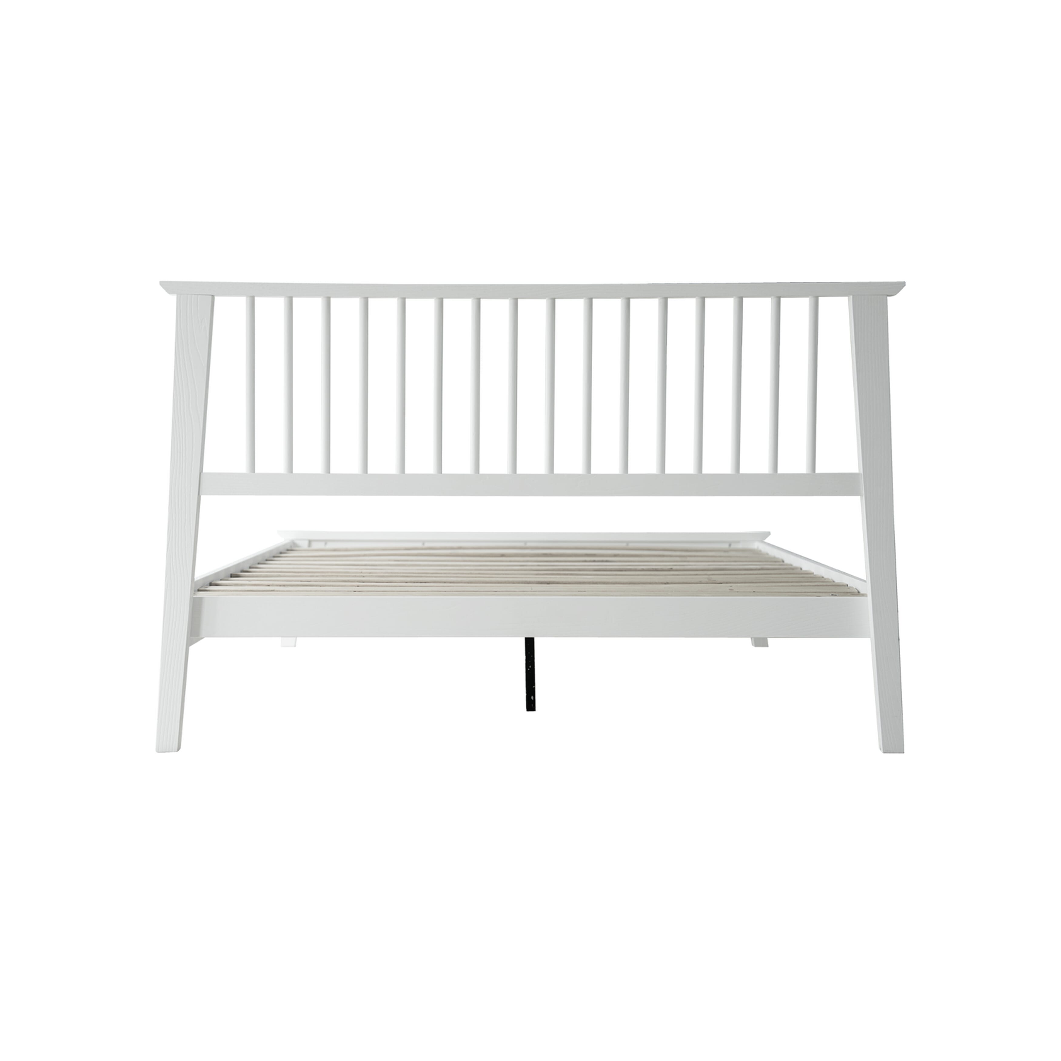 King Size Solid Wood Platform Bed Frame with Headboard & Footboard, 12 Strong Slatted Base, Central Metal Legs, Easy Assembly, Noise & Slip-Free, No Box Spring Needed, Pure White Finish, UPK-39