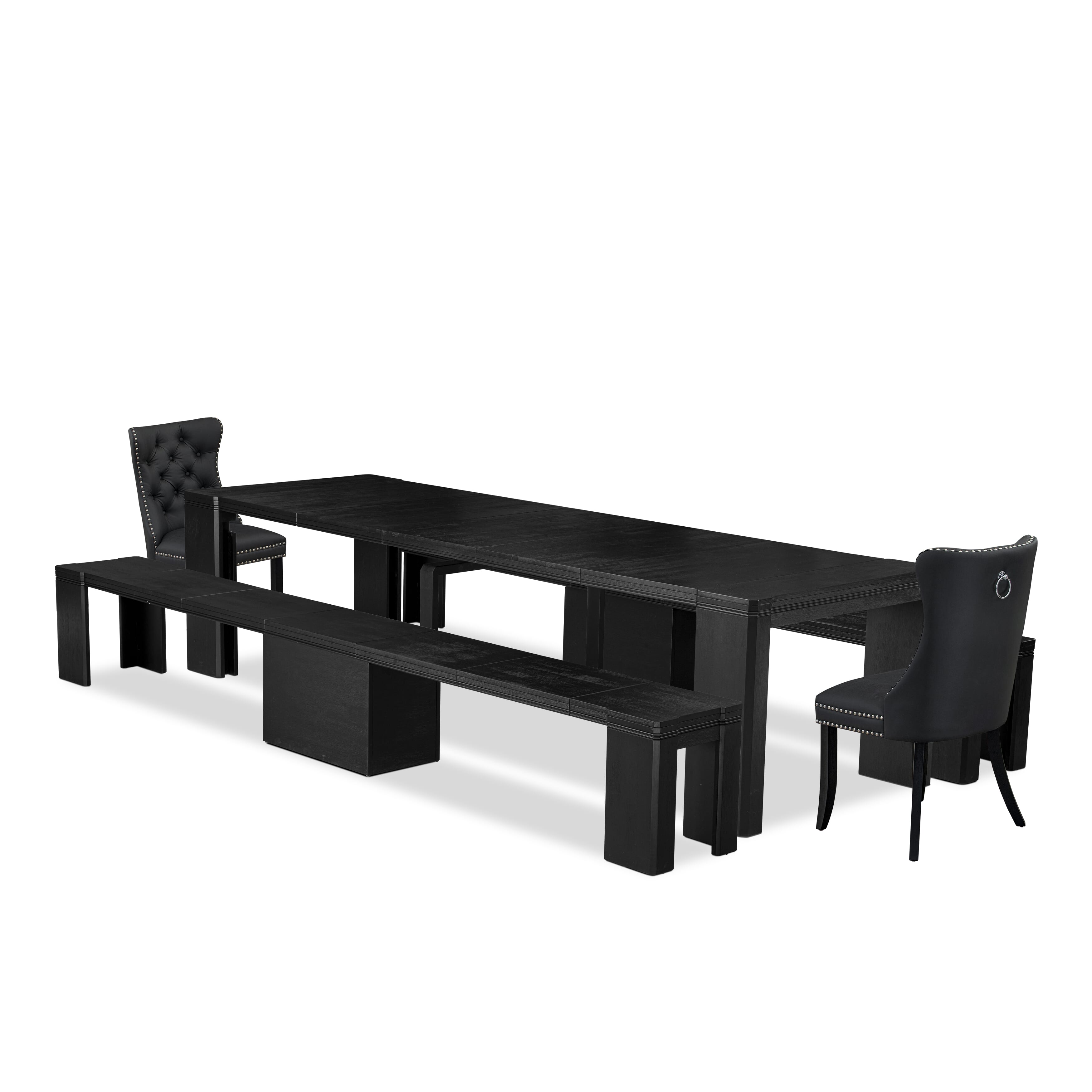 Juego de mesa de comedor de 5 piezas Luxe East West Furniture X02DA-206-12: una mesa de comedor rectangular y un banco de madera