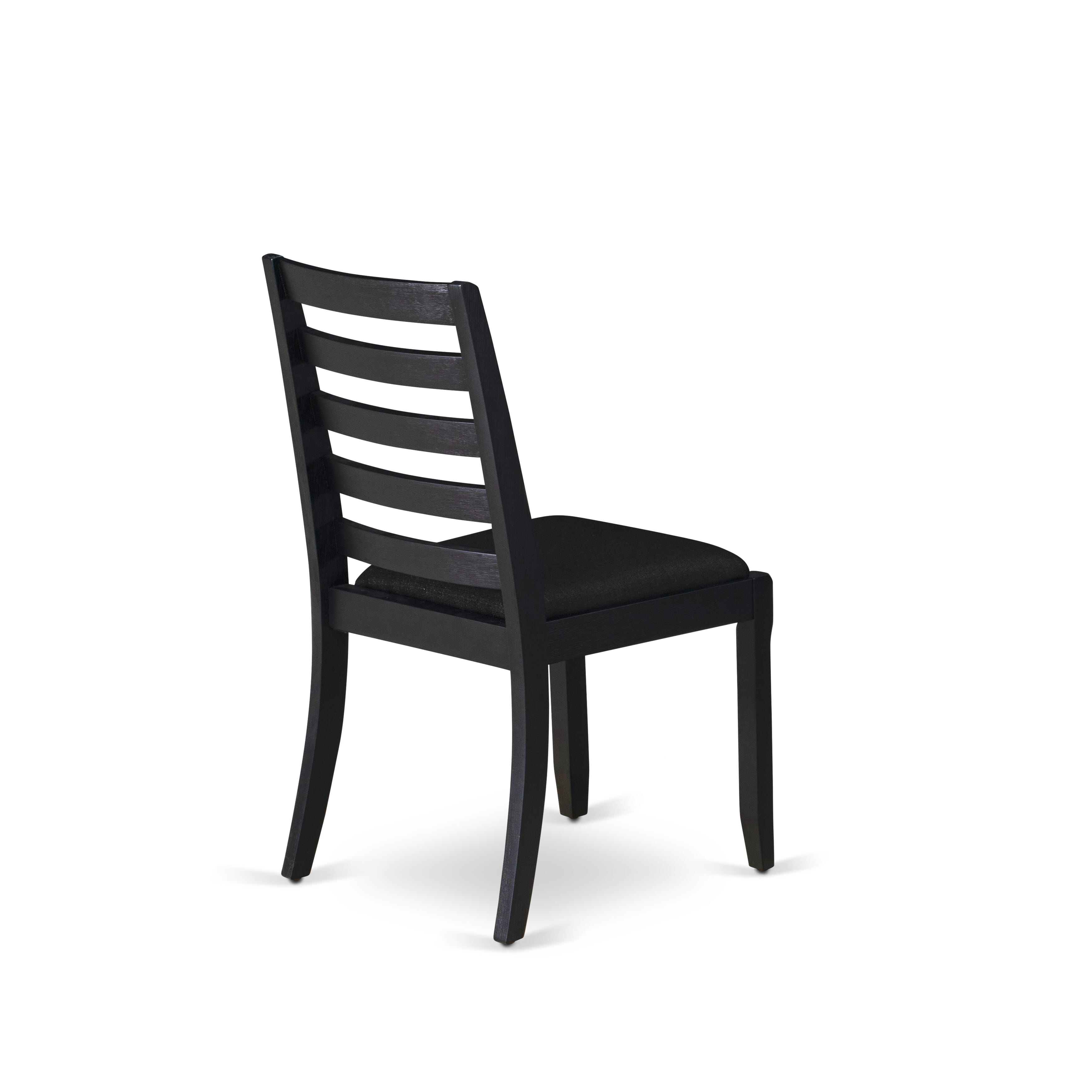 East West Furniture DUX17-BLK-24 -7 Piece Dining Set Includes a Rectangular Table and 6 Stackable Linen Fabric Chairs, Black