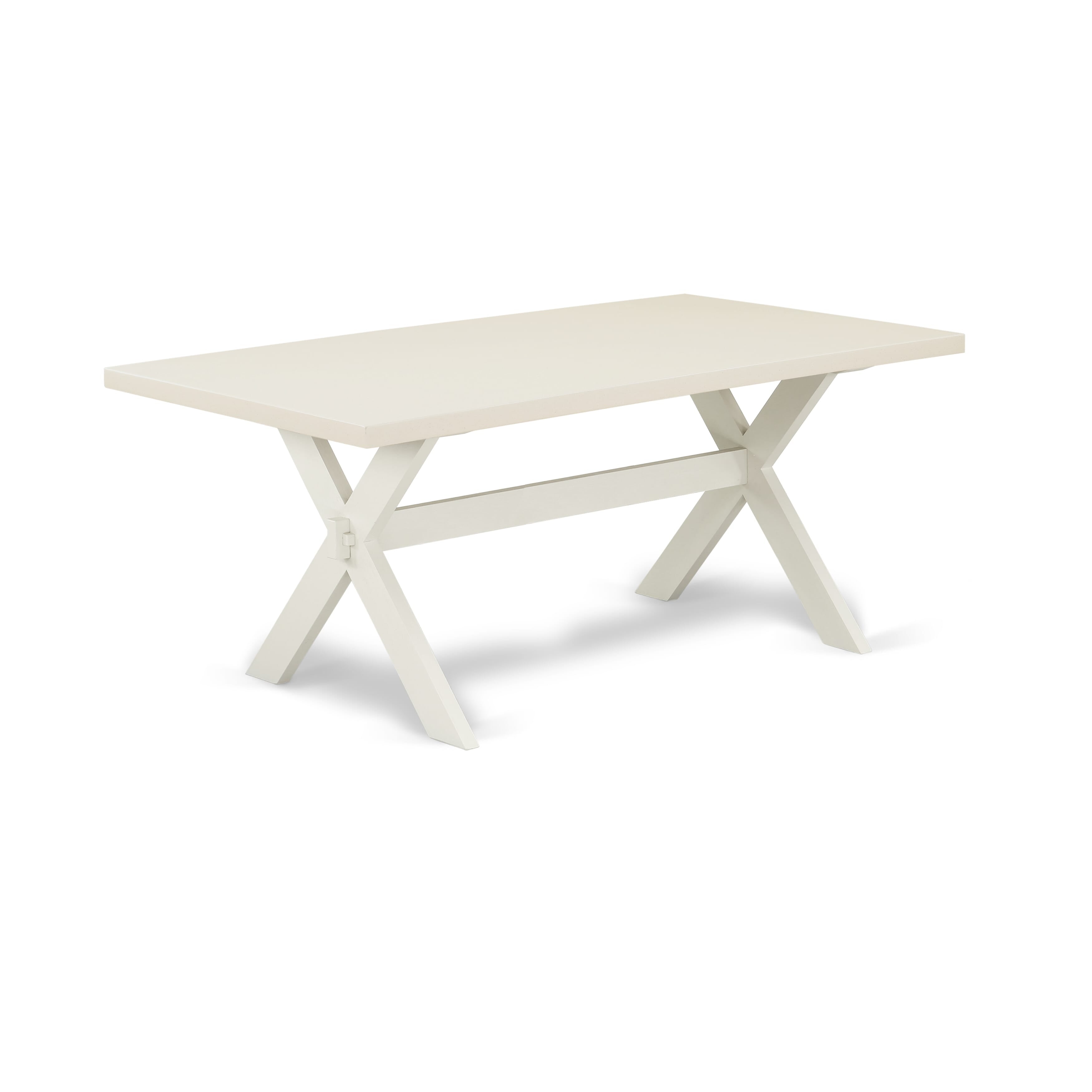 Juego de mesa de cocina de 5 piezas East West Furniture X027FO244-5 Incluye una mesa de comedor rectangular con patas en forma de X y 4 sillas tapizadas de cuero sintético gris claro