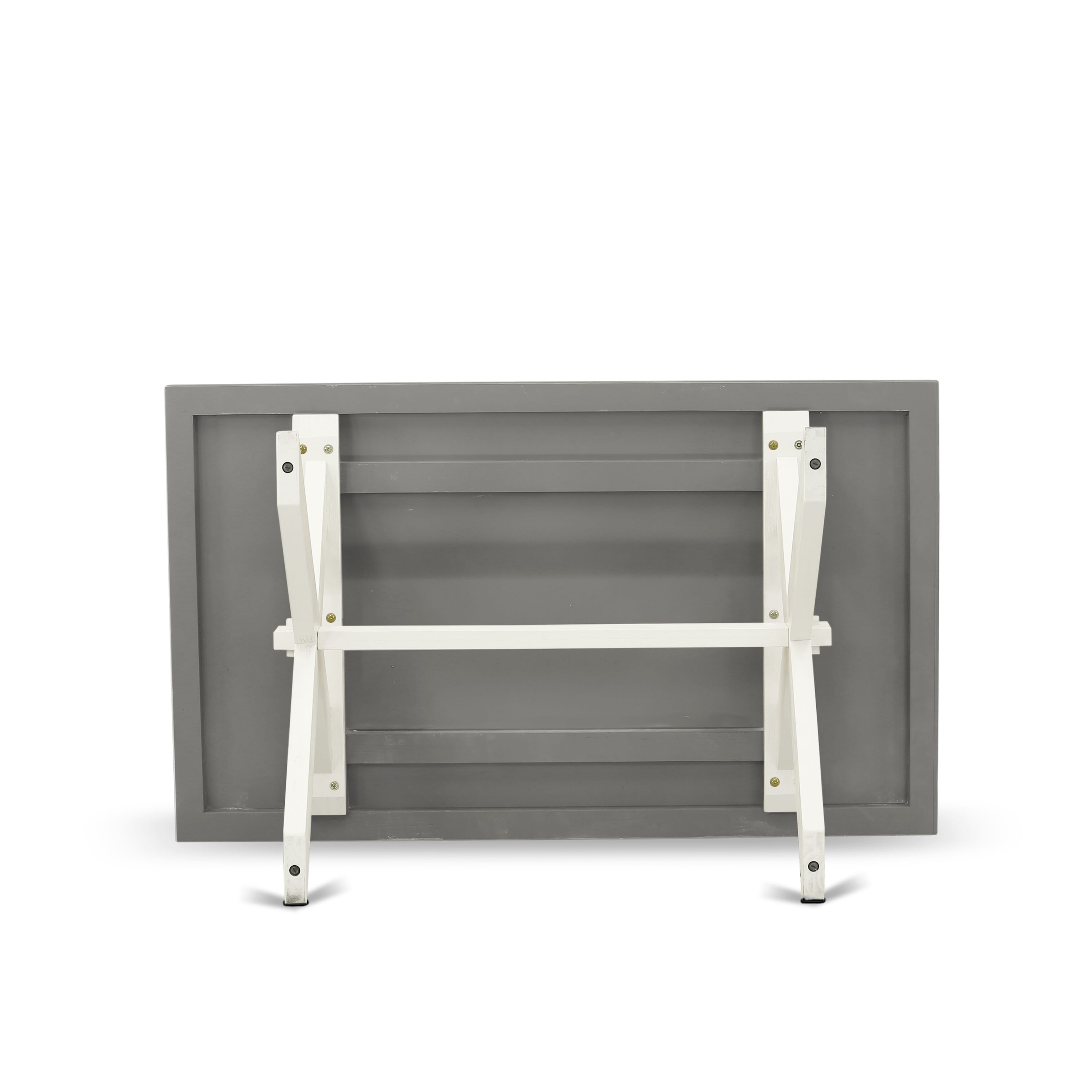 X-Style 36X60 in Dining Table with Wirebrushed Linen White Leg and Cement Top finish