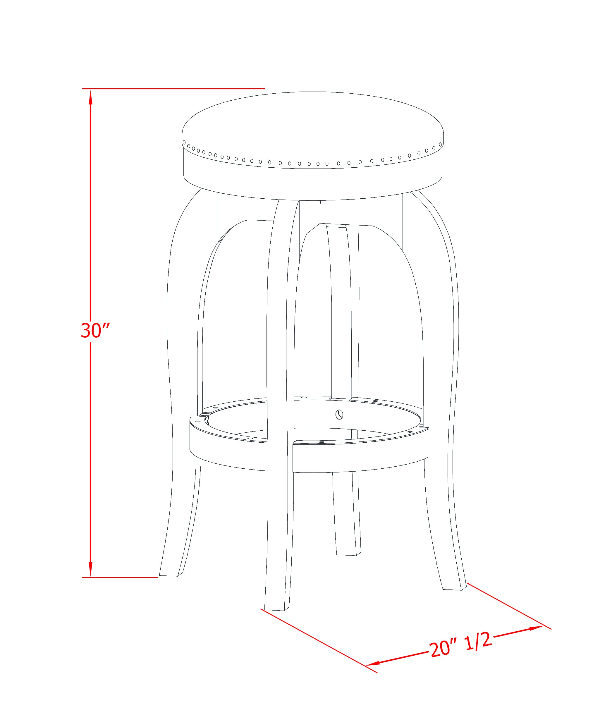 Taburete de bar Bedford de altura de mostrador East West Furniture SB030-28677, redondo, tapizado en cuero sintético marrón tostado, altura de bar, sin respaldo.