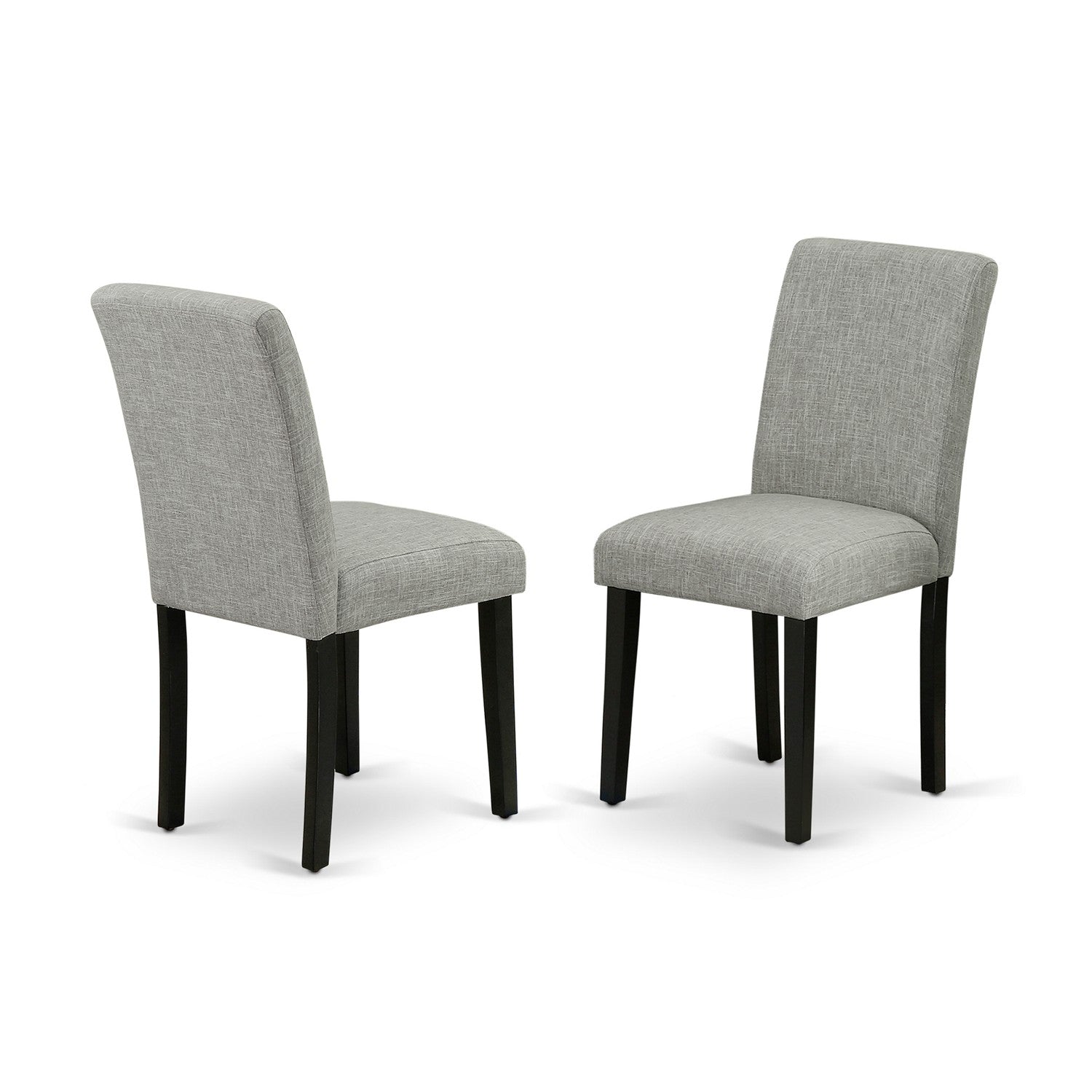Juego de comedor East West Furniture LGAB9-BLK-06 de 9 piezas. Incluye una mesa rectangular de madera con diseño de hojas de mariposa y 8 sillas Parson de tela de lino Shitake.