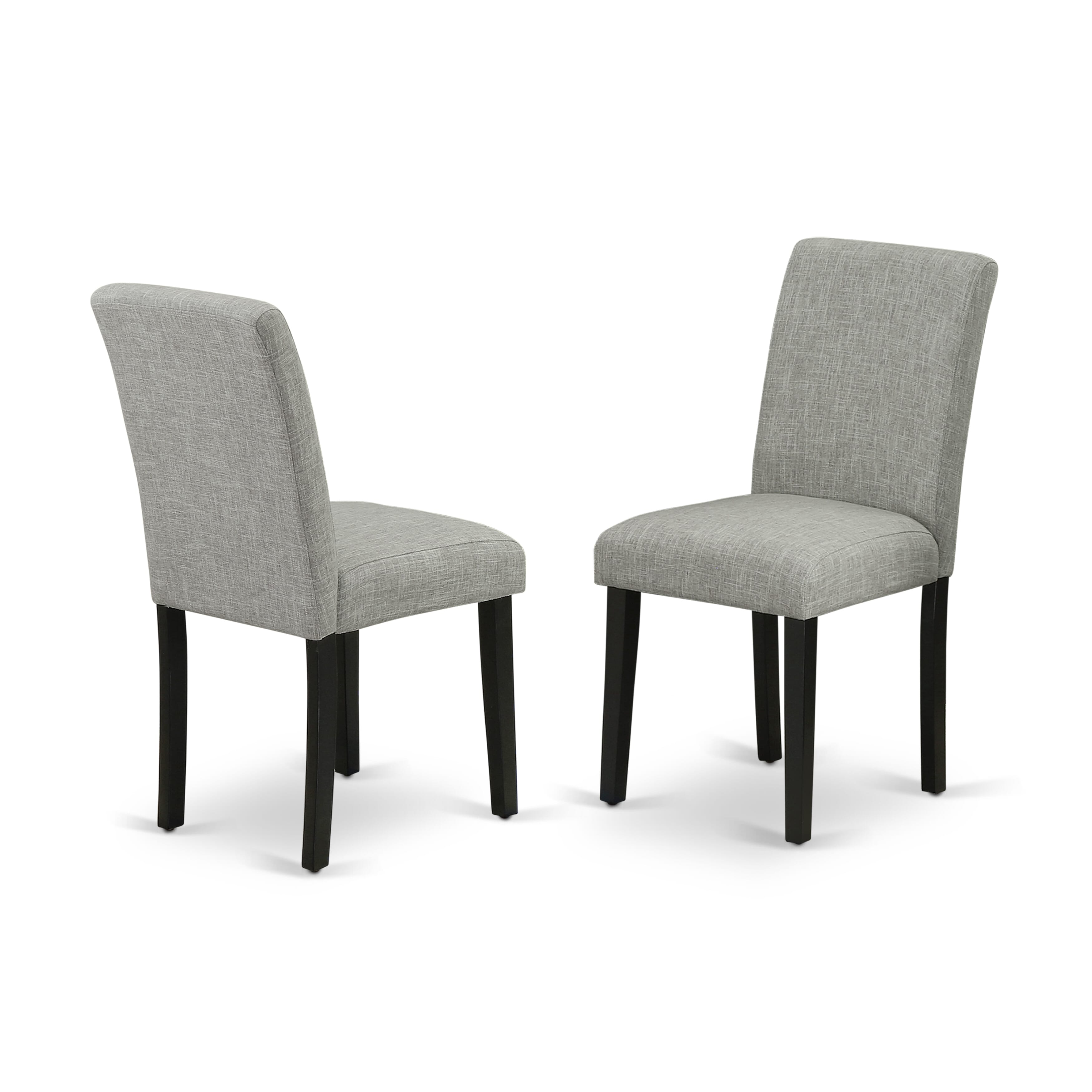East West Furniture AMAB5-BCH-06 5-Piece Wood Dining Set Includes a Mid Century Dining Table and 4 Shitake Linen Fabric Parson Chairs with High Back - Black Finish