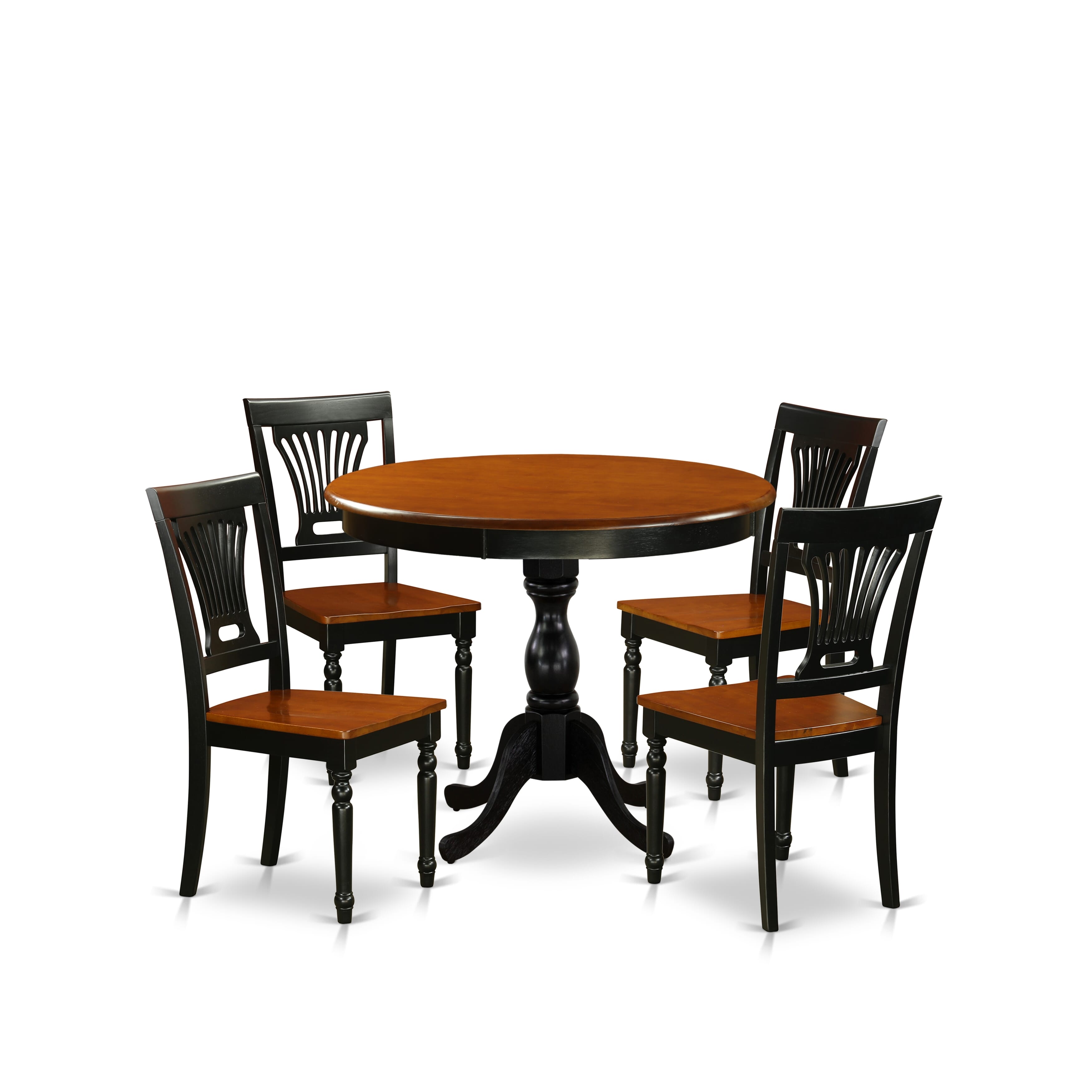 East West Furniture AMPV5-BCH-W 5-Piece Dinette Set Consist of Wood Dining Table and 4 Dining Room Chairs with Slatted Back - Black Finish
