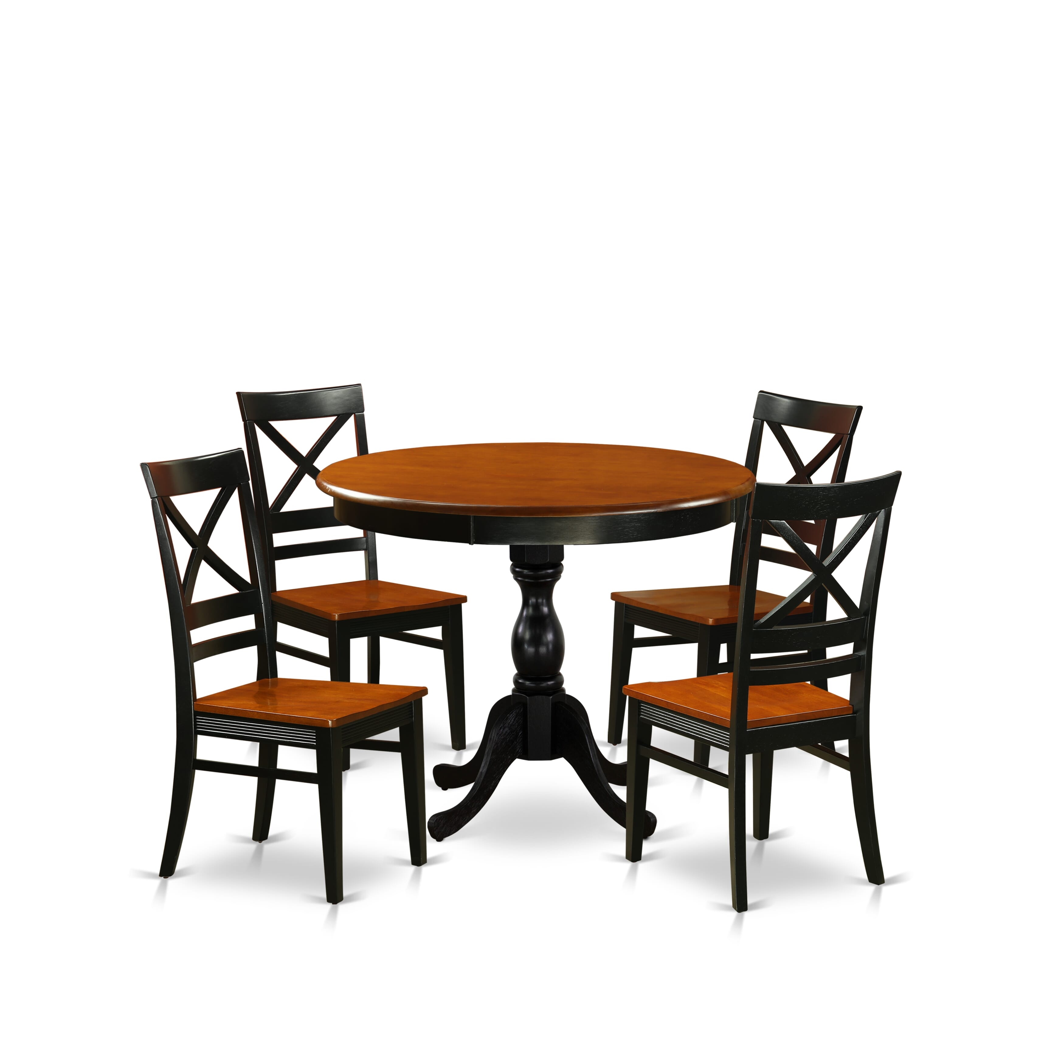 East West Furniture AMQU5-BCH-W 5-Piece Kitchen Table Set Contains a Kitchen Table and 4 Wooden Chairs with X Back - Black Finish