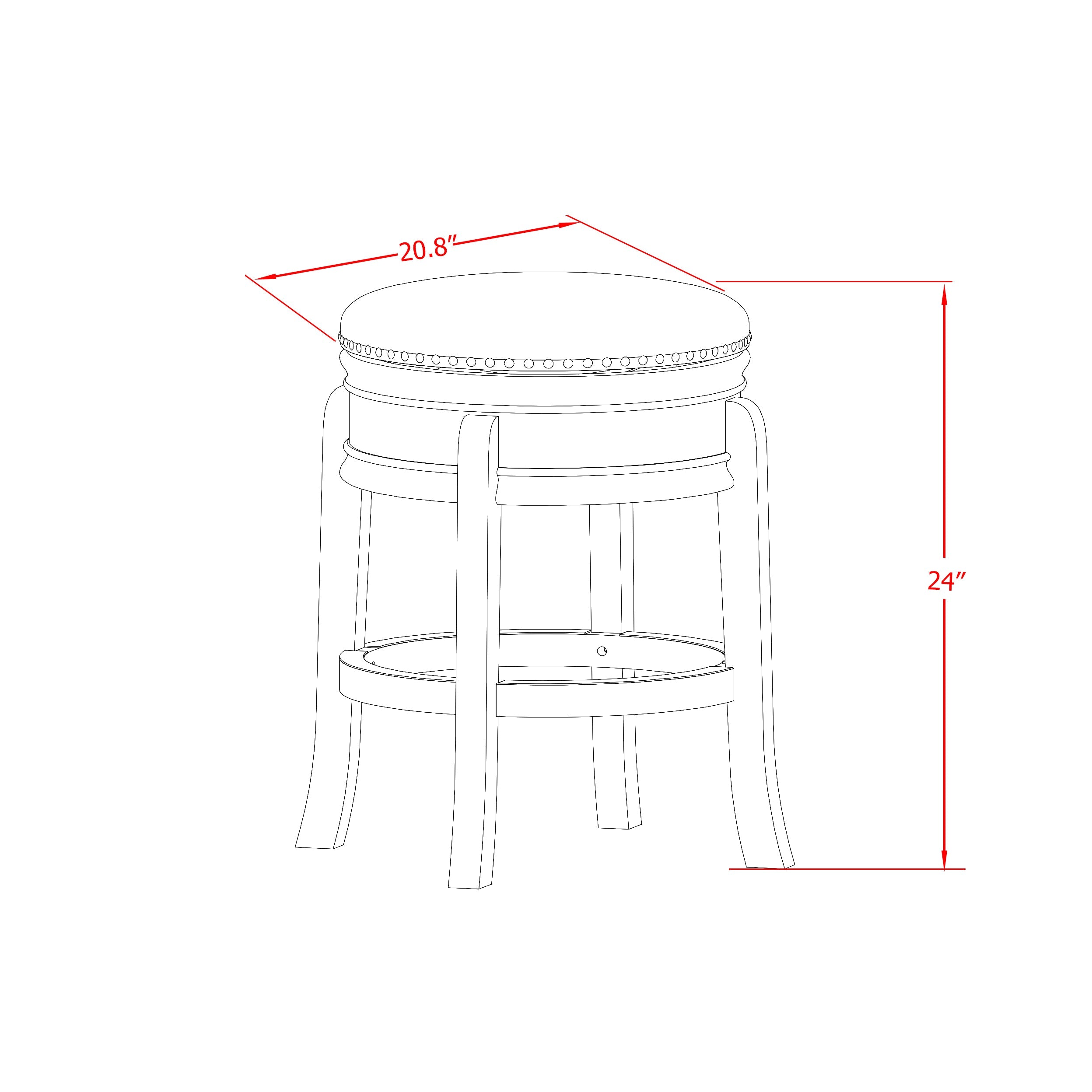 East West Furniture AMS024-112 Stunning Bar Stool- Backless Stool with Round Shape - Brown Roast PU leather Seat and 4 Solid Wood Curved Legs - Stool Counter Height in Black End