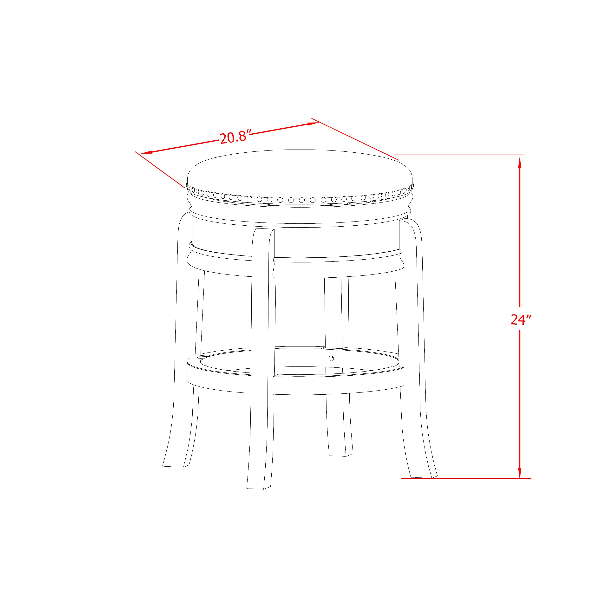 East West Furniture AMS024-303 Amazing Counter Bar Stool- Small Wooden Stool with Round Shape - Mocha PU leather Seat and 4 Wooden Curved Legs - Wooden Stool in Mahogany End
