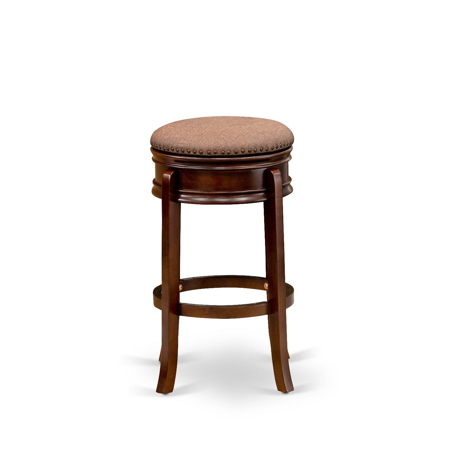 Taburete de bar Amherst AMS030-303 de East West Furniture, forma redonda, tapizado en cuero sintético color moca, sin respaldo para cocina