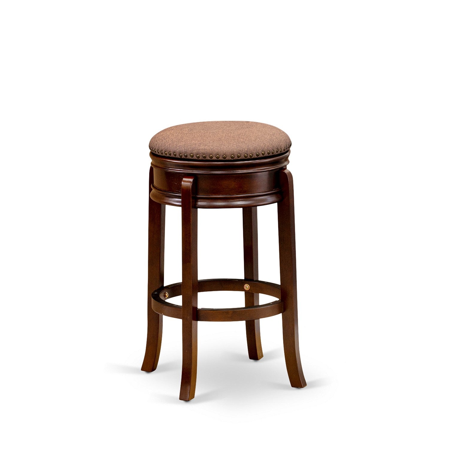Taburete de bar Amherst AMS030-303 de East West Furniture, forma redonda, tapizado en cuero sintético color moca, sin respaldo para cocina
