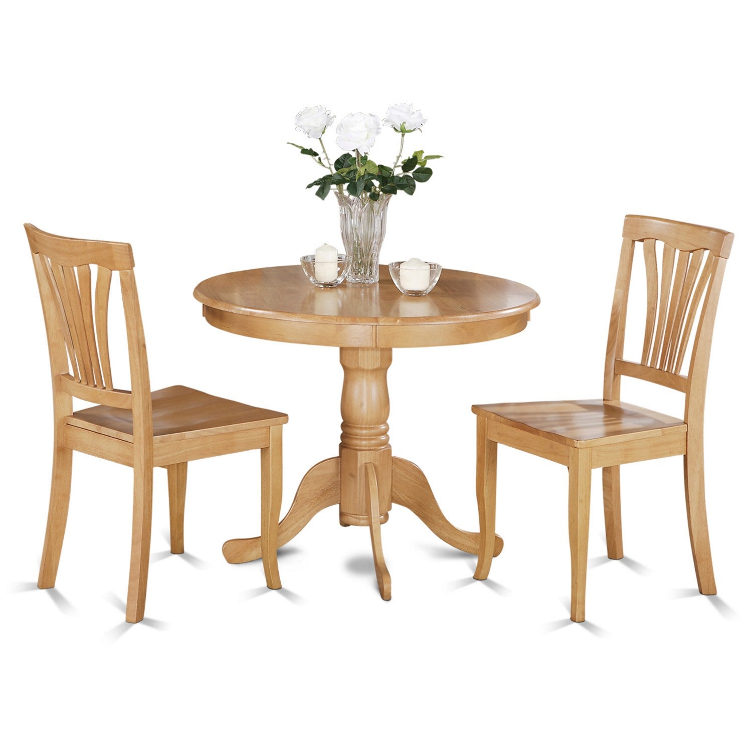 ANAV3-OAK-W 3 Pc Kitchen Table-small Table and 2 Kitchen Chairs