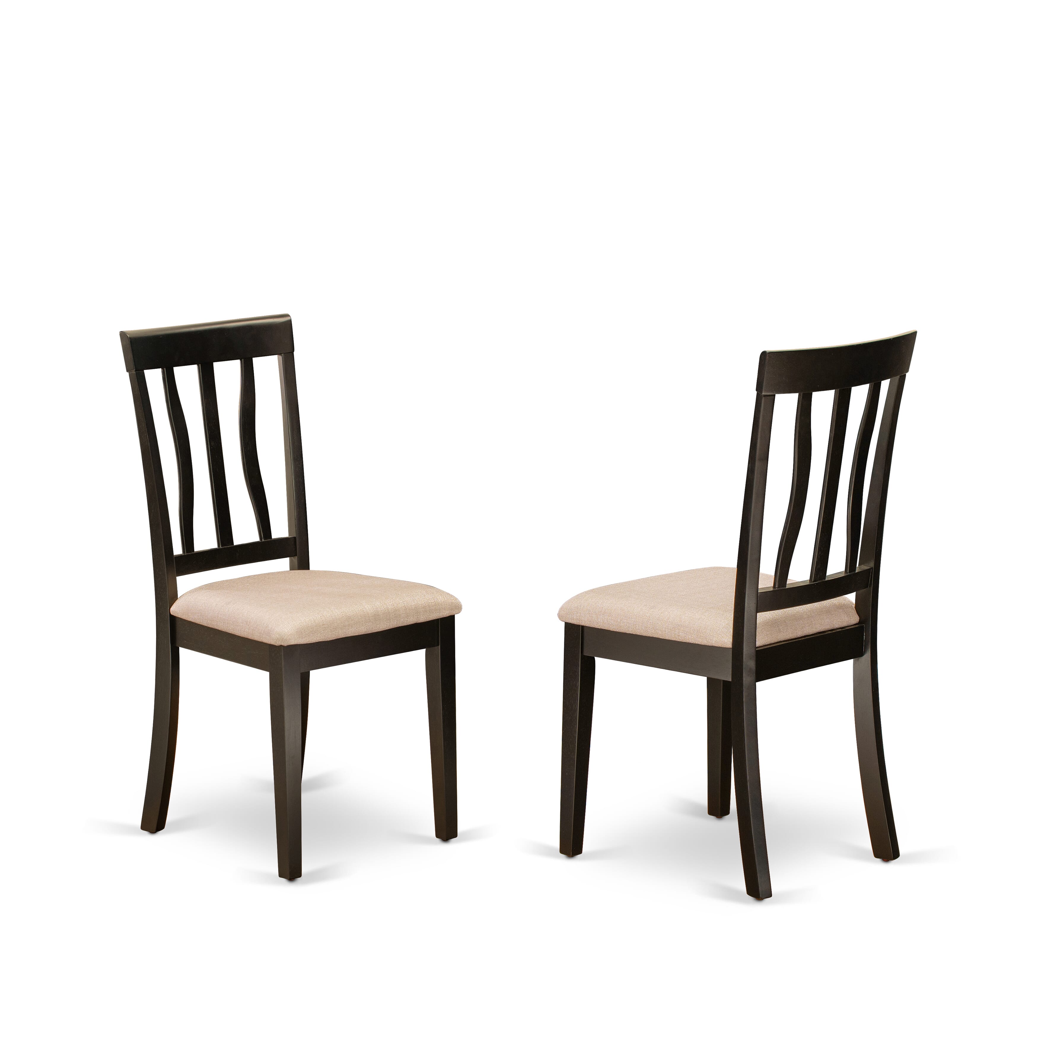 Juego de comedor de 5 piezas East West Furniture CAAN5-CAP-C. Incluye una mesa de comedor rectangular y 4 sillas de cocina tapizadas en tela de lino.