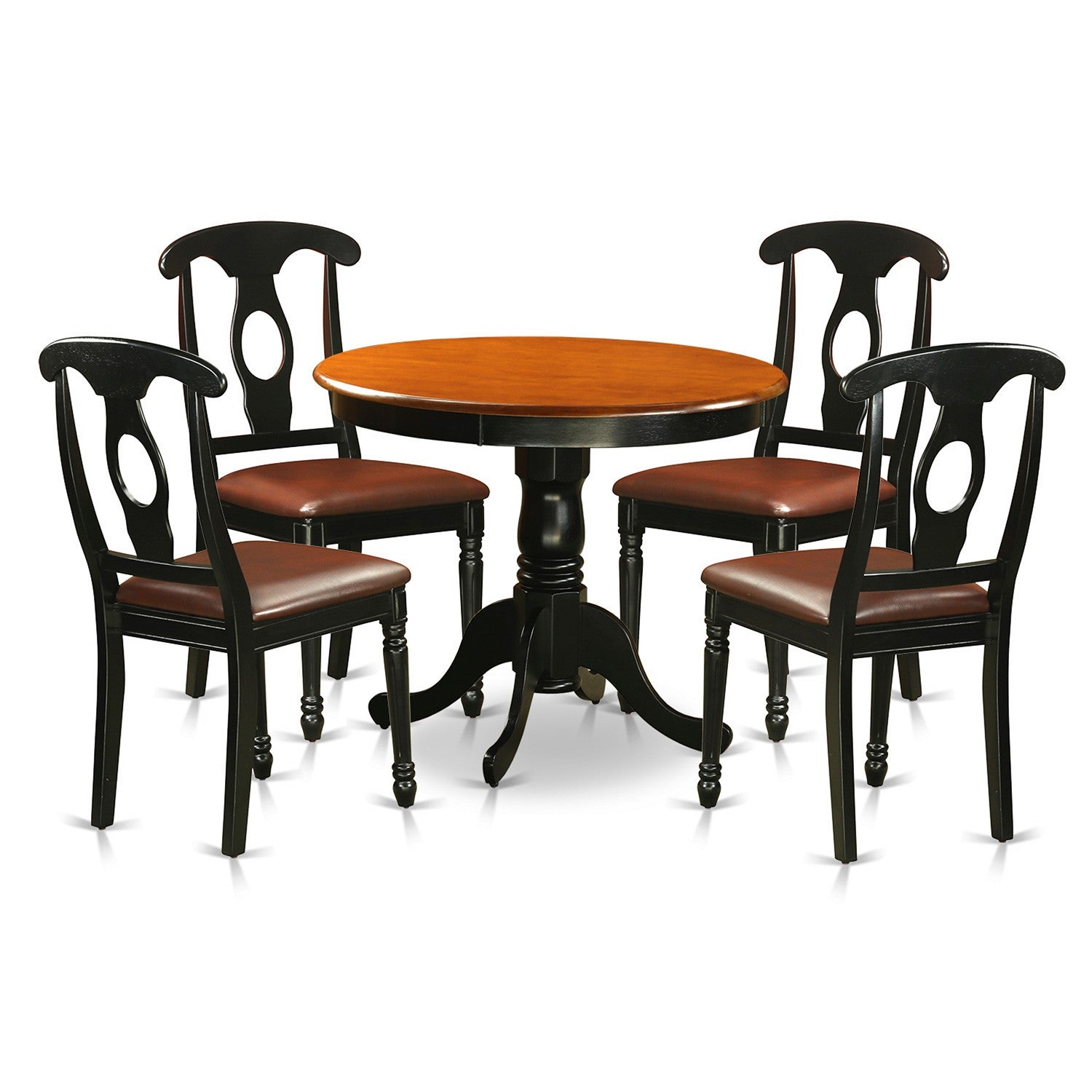 ANKE5-BLK-LC 5 PC Dining set including 4 Leather Chairs in Black