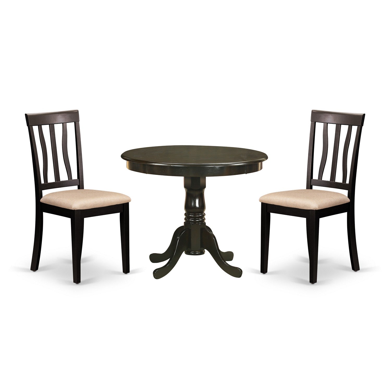 ANTI3-CAP-C 3 PC small Kitchen Table and Chairs set-round Table plus 2 Kitchen Dining Chairs