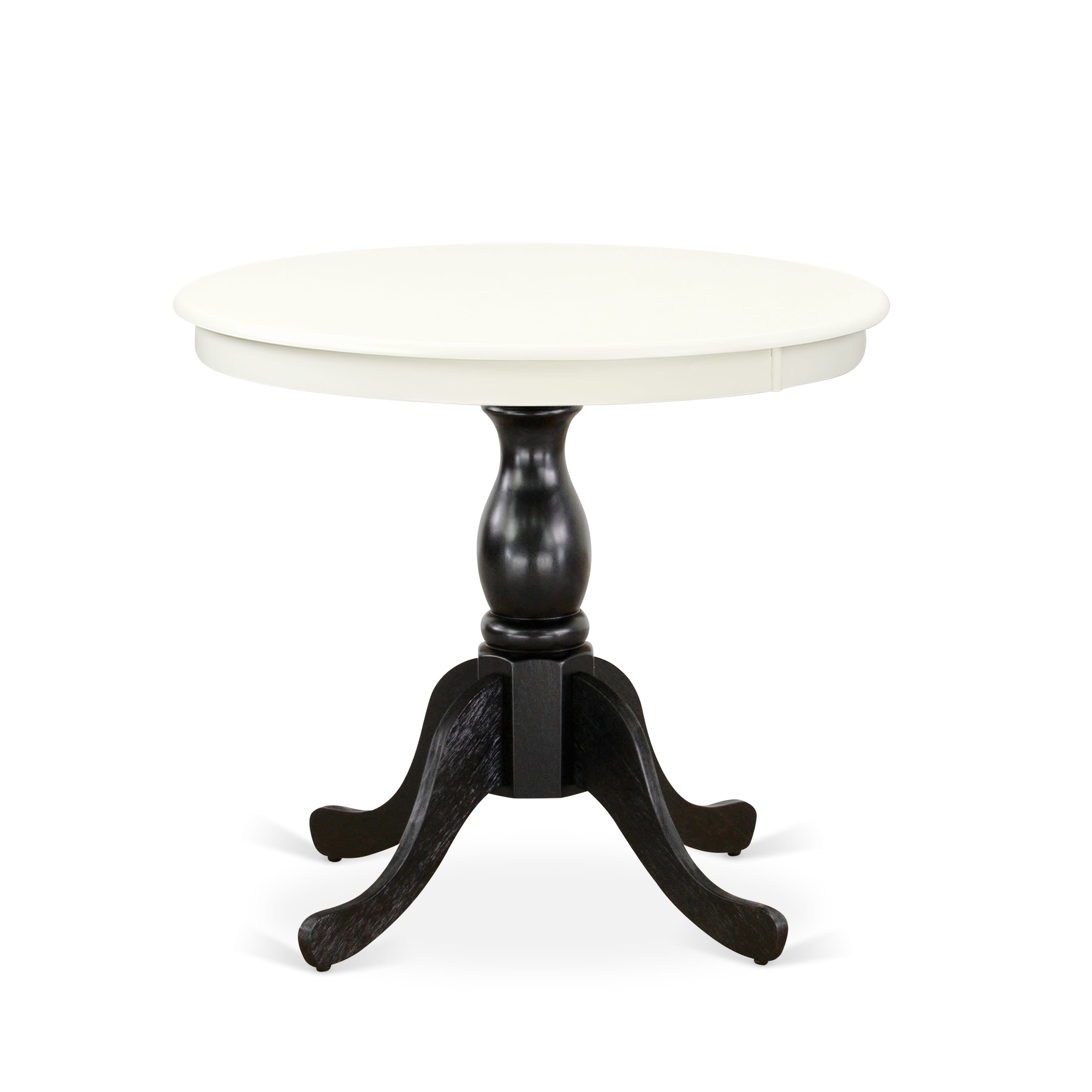 EAST WEST FURNITURE - AST-LBK-TP - Modern Dining Table - linen white Table Top and Black Pedestal Leg Finish