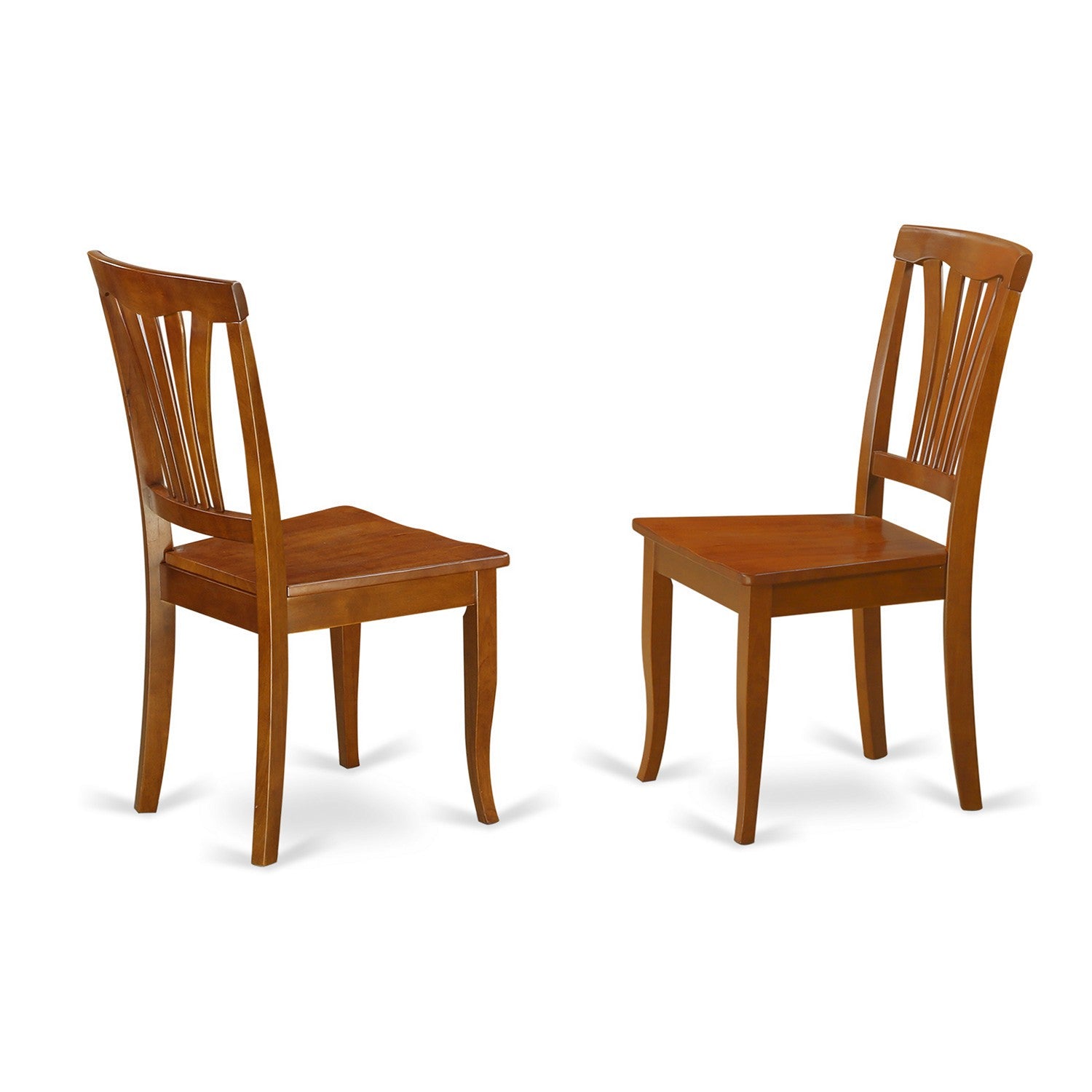 Juego de mesa de comedor de 3 piezas East West Furniture DLAV3-SBR-W para espacios pequeños. Contiene una mesa de comedor redonda con alas abatibles y 2 sillas con asiento de madera.