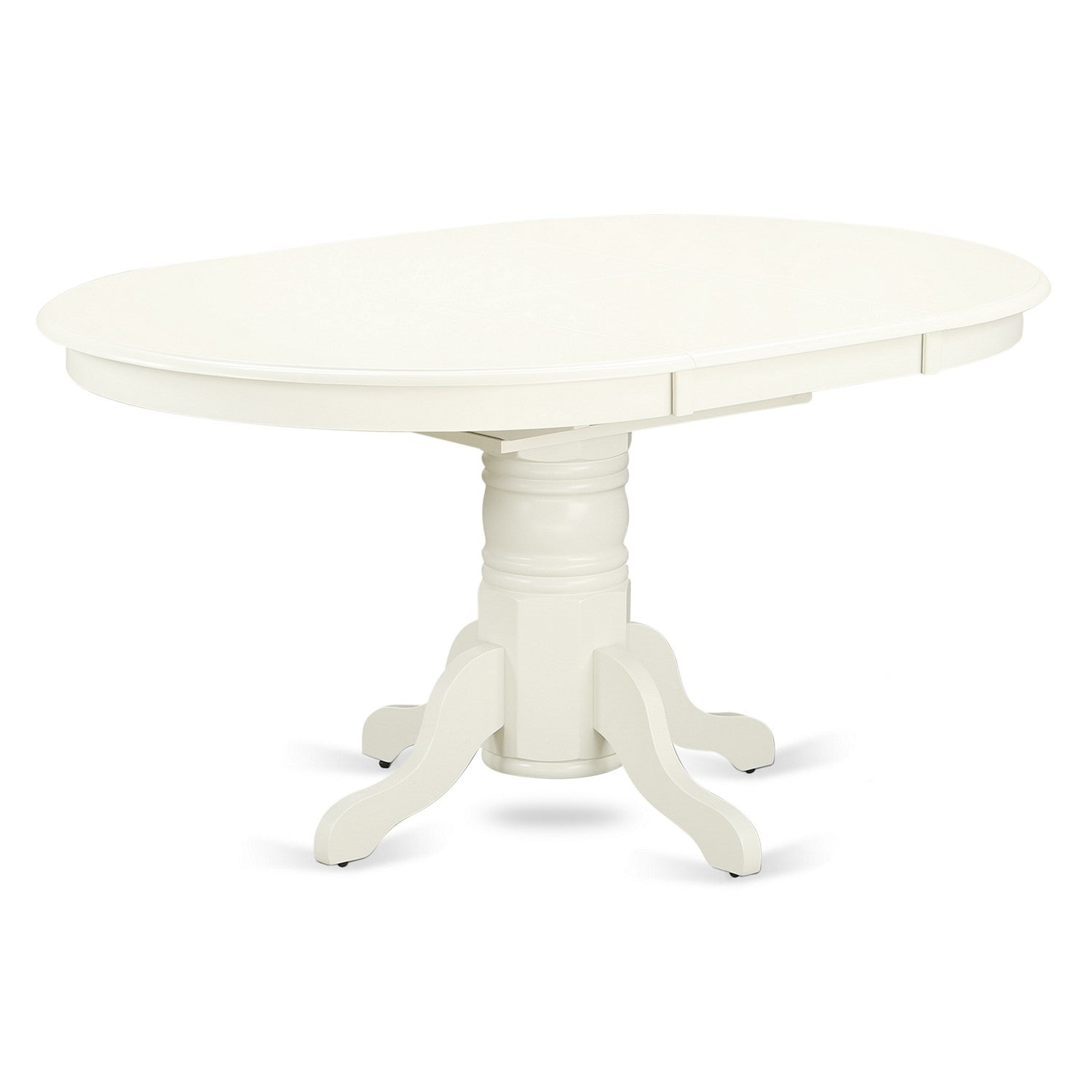 Juego de mesa de comedor de 7 piezas East West Furniture AVCL7-LWH-C. Incluye una mesa de cocina ovalada con hojas de mariposa y 6 sillas de comedor tapizadas en tela de lino.