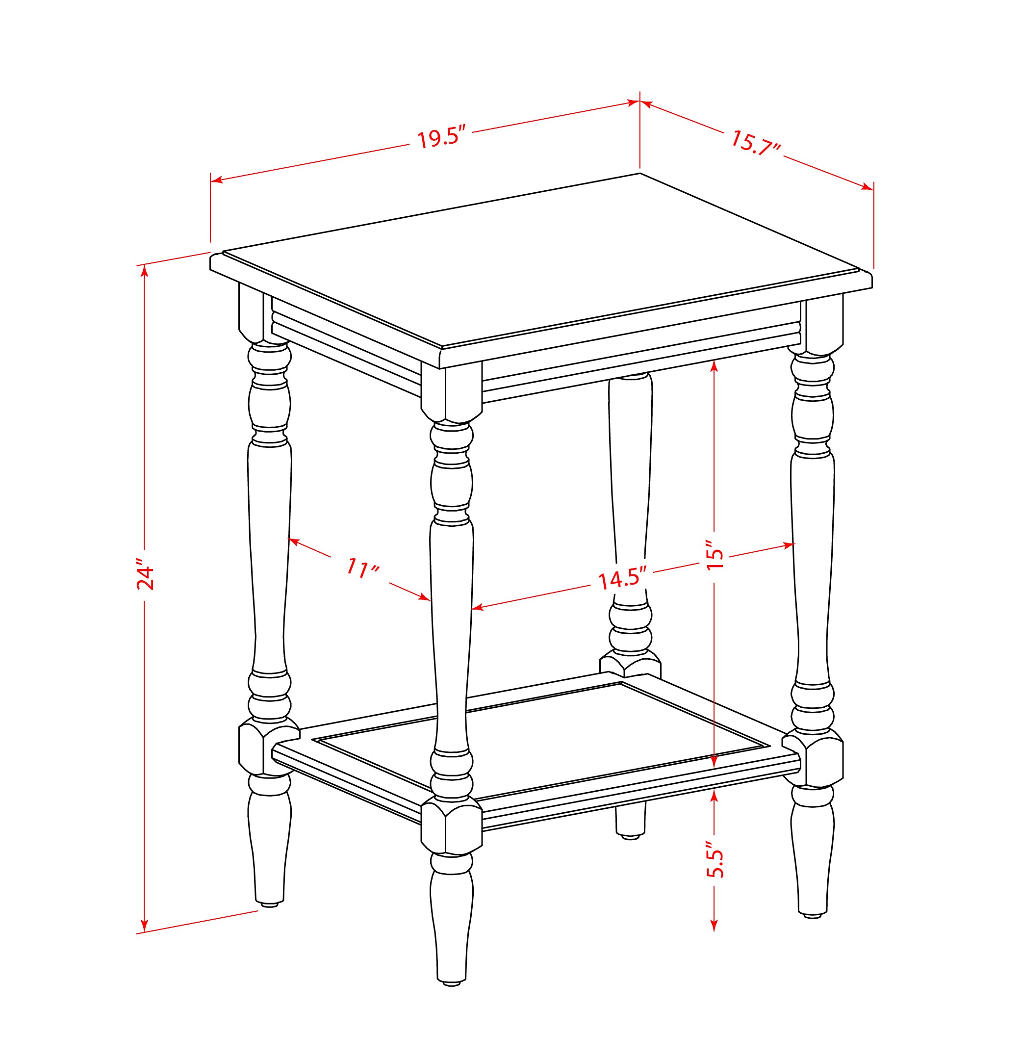 East West Furniture BF-07-ET Wood End Table with Open Storage Shelf - Modern Nightstand for Small Spaces, Stable and Sturdy Constructed - Distressed Jacobean Finish