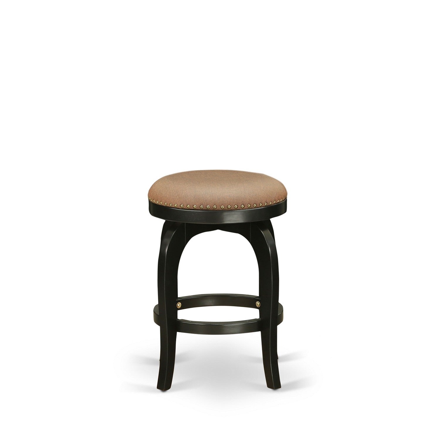Taburete de bar Bedford de altura de mostrador East West Furniture SB024-15277, redondo, tapizado en cuero sintético marrón tostado, sin respaldo