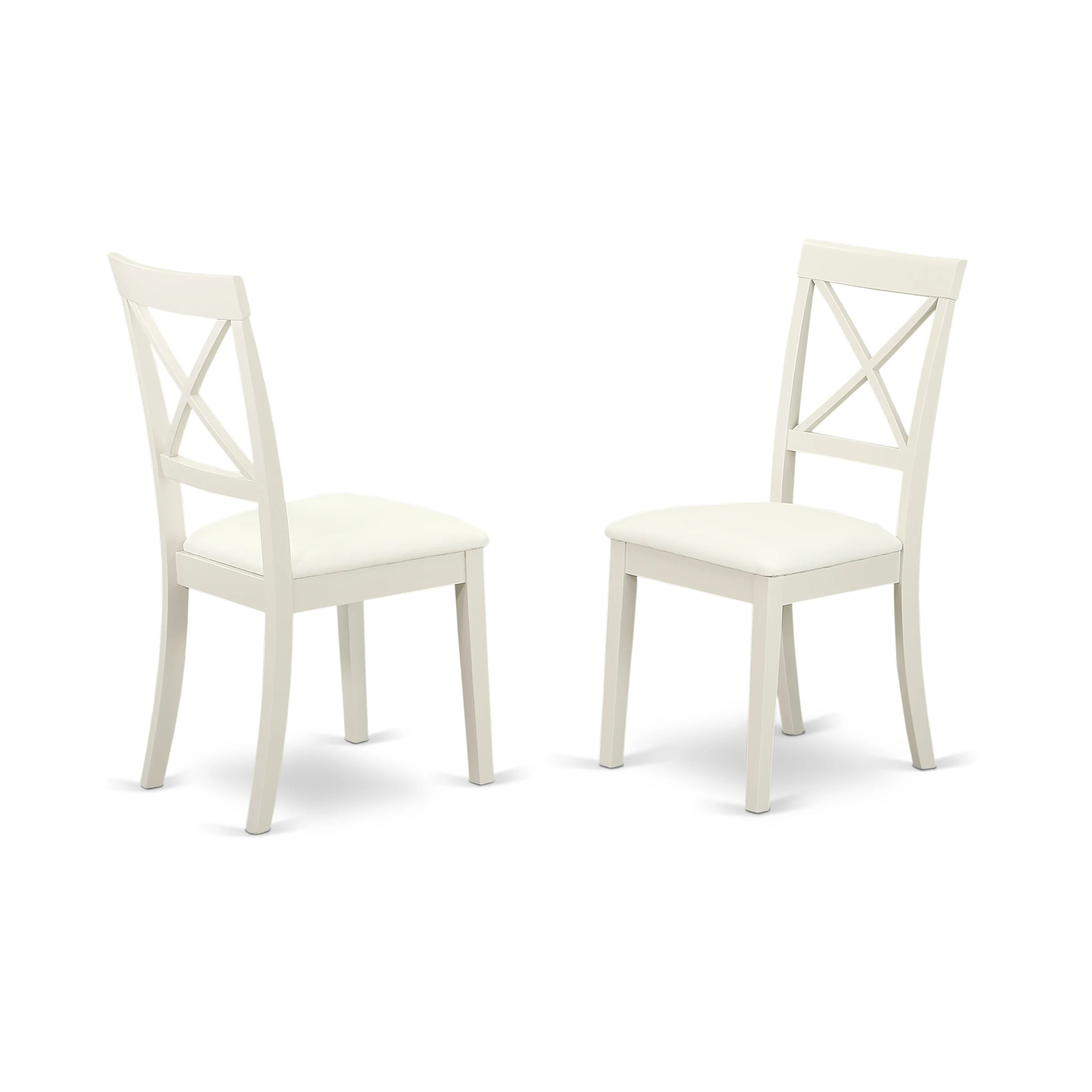 East West Furniture NDBO3-LWH-LC Dining Set 3 Piece - Two Great Kitchen Chairs - an Elegant Wood Dining Table - Linen White Color Faux Leather - Linen White Finish Wooden Frame